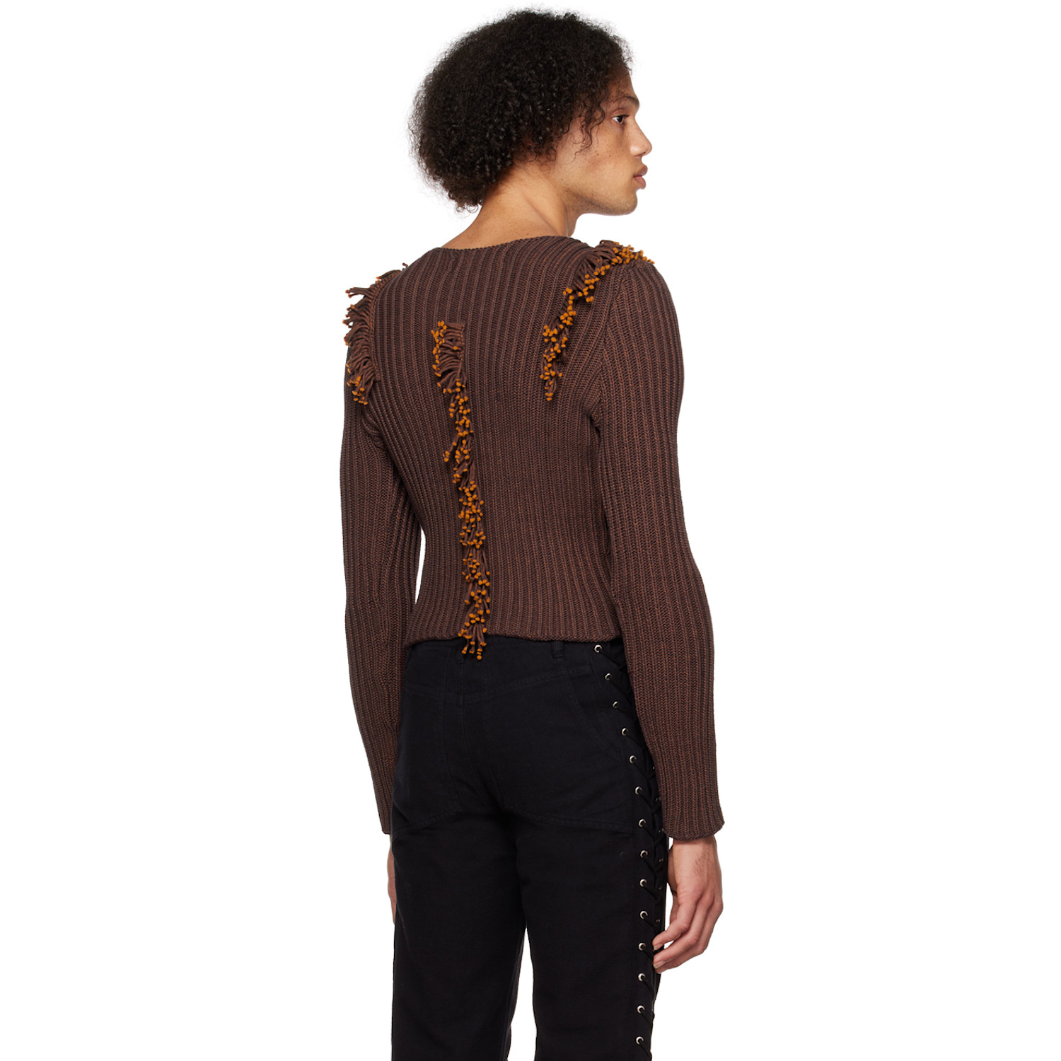  Eckhaus Latta Burgundy Rope Sweater 