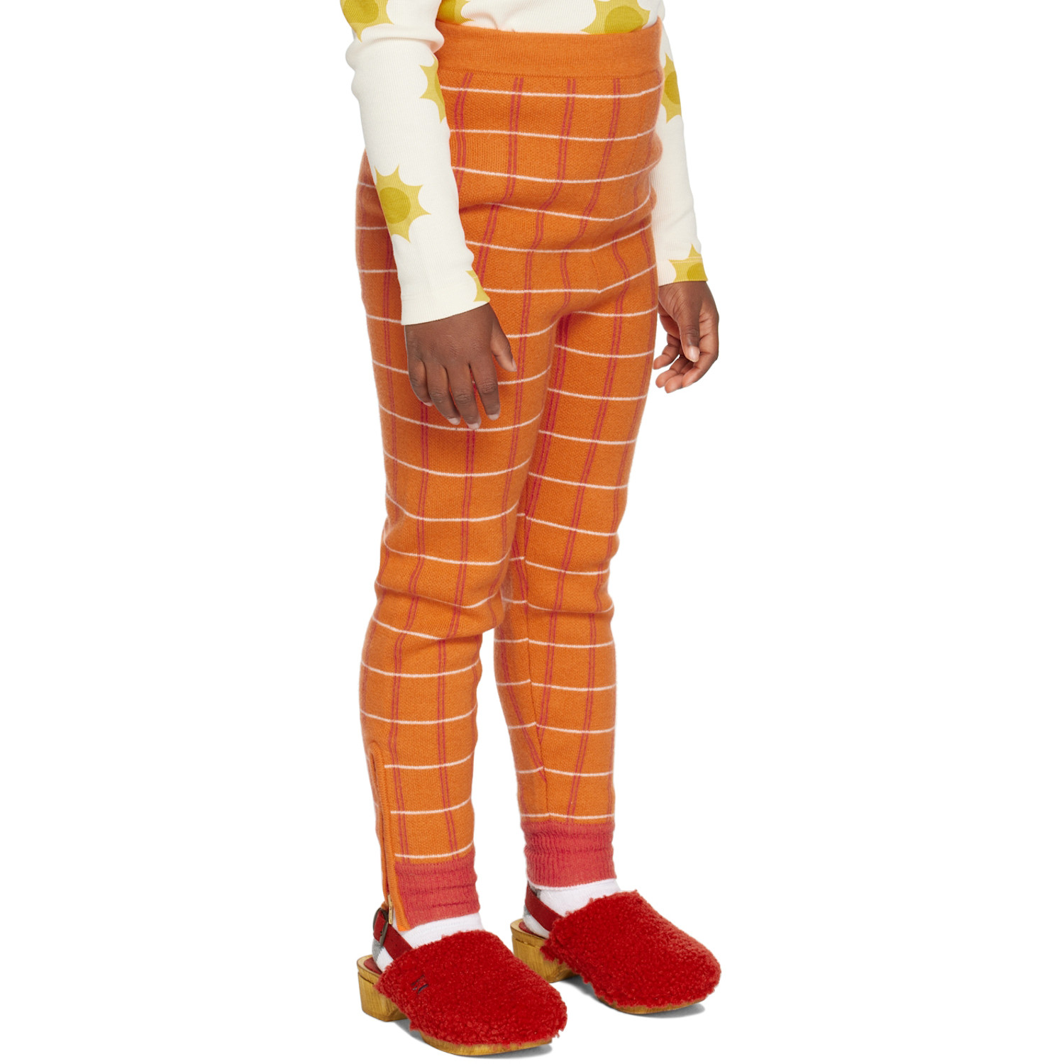  Ligne Noire Kids Orange Check Lounge Pants 