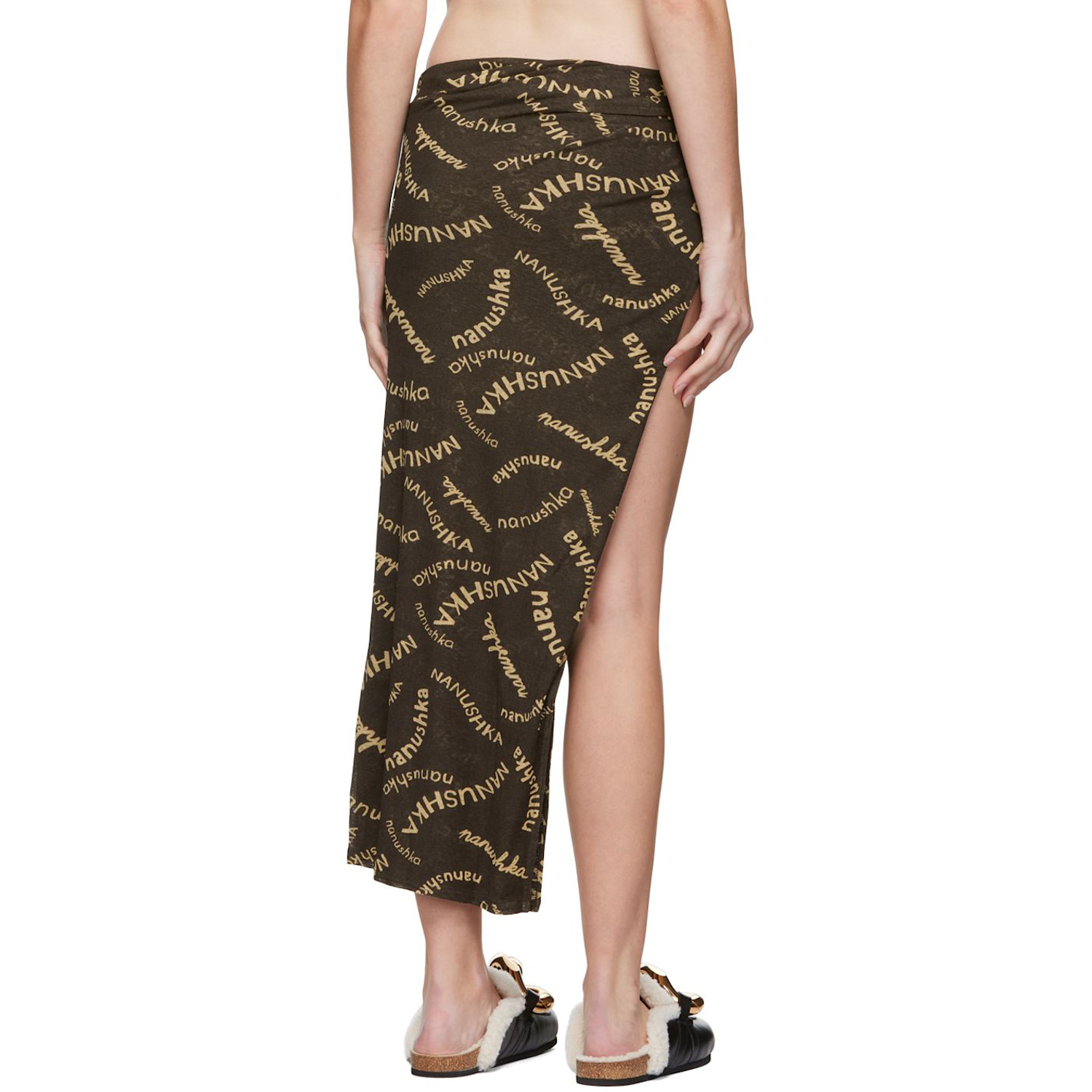  Nanushka Brown Taina Midi Skirt 