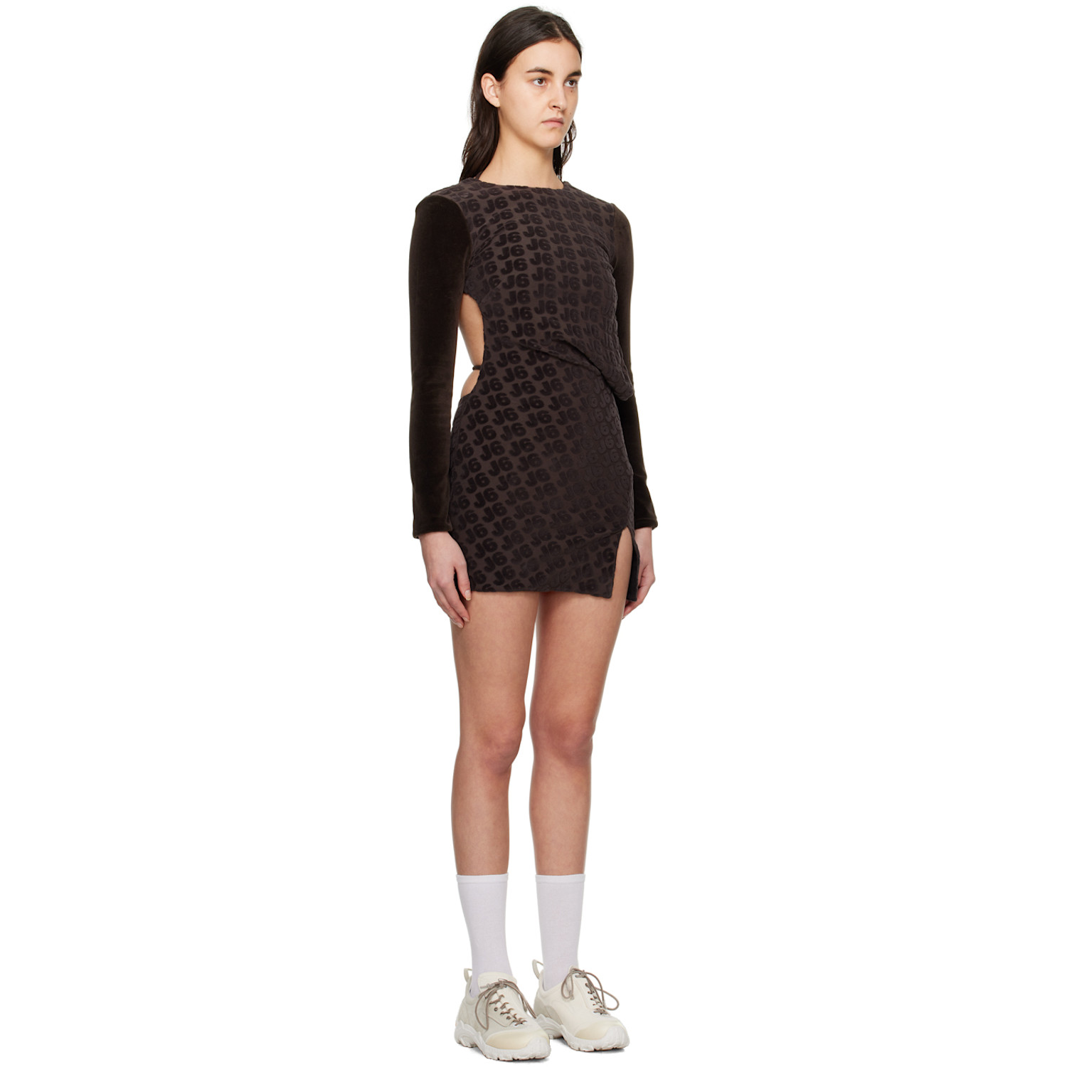  J6 Brown Backless Minidress 