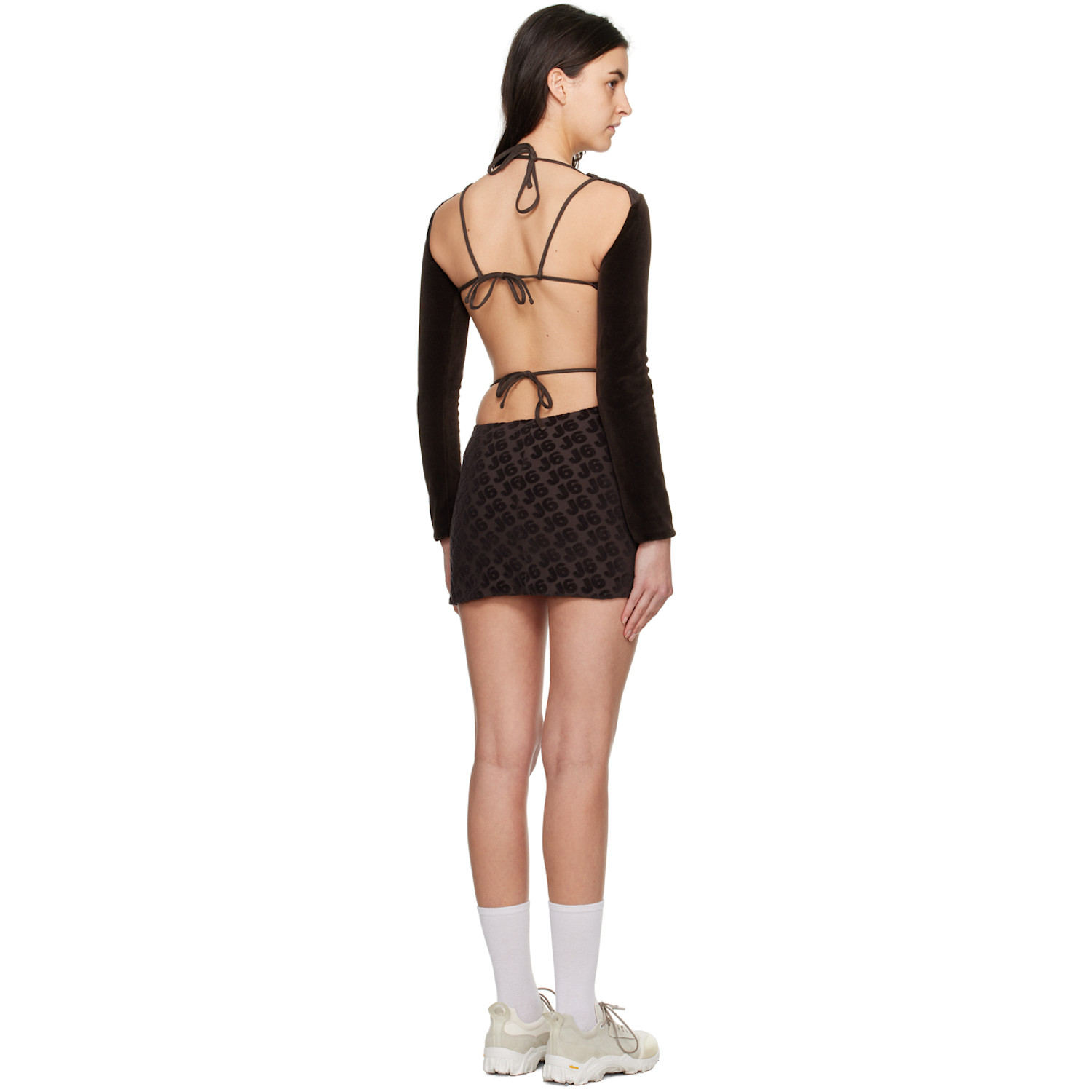  J6 Brown Backless Minidress 