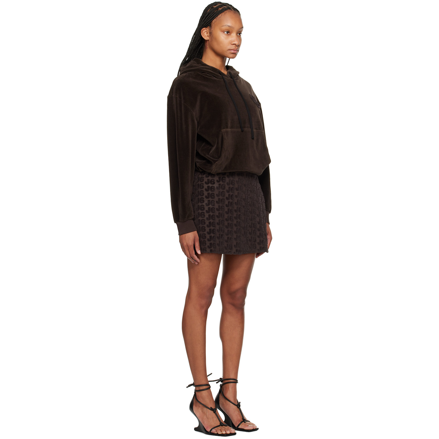  J6 Brown Hoodie Minidress 