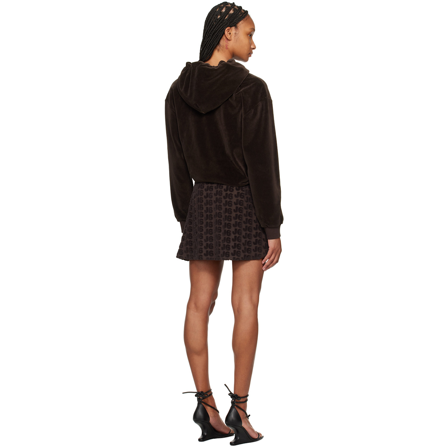  J6 Brown Hoodie Minidress 