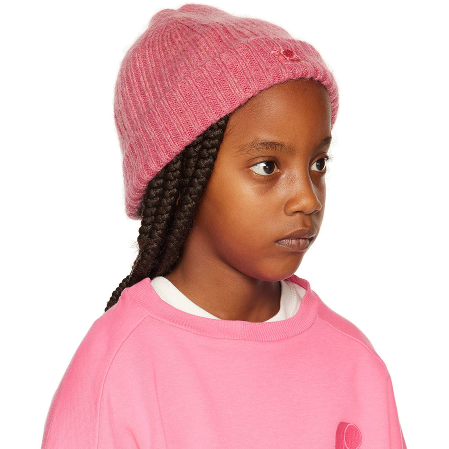  Repose Ams Kids Pink Embroidered Logo Beanie 