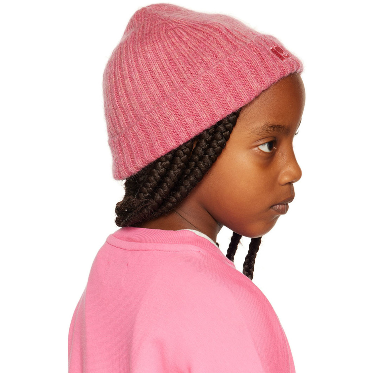  Repose Ams Kids Pink Embroidered Logo Beanie 