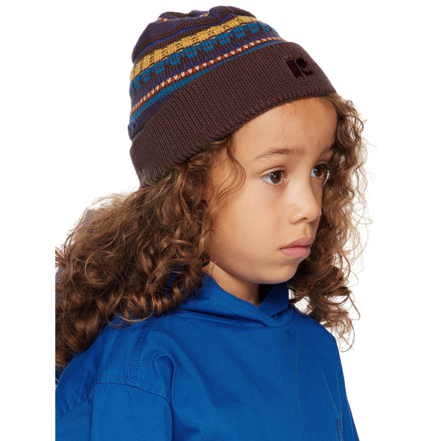  Repose Ams Kids Brown Graphic Jacquard Beanie 