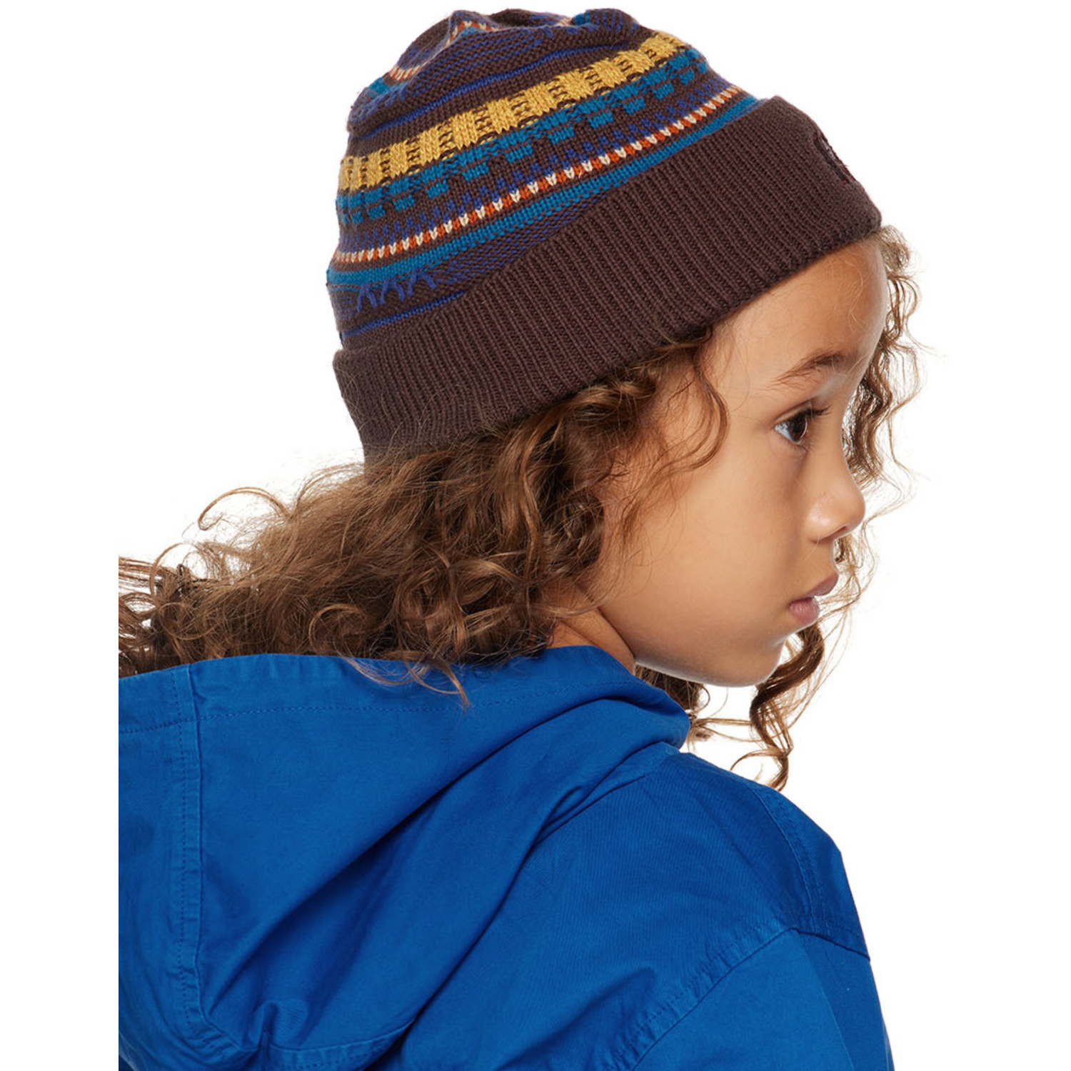  Repose Ams Kids Brown Graphic Jacquard Beanie 