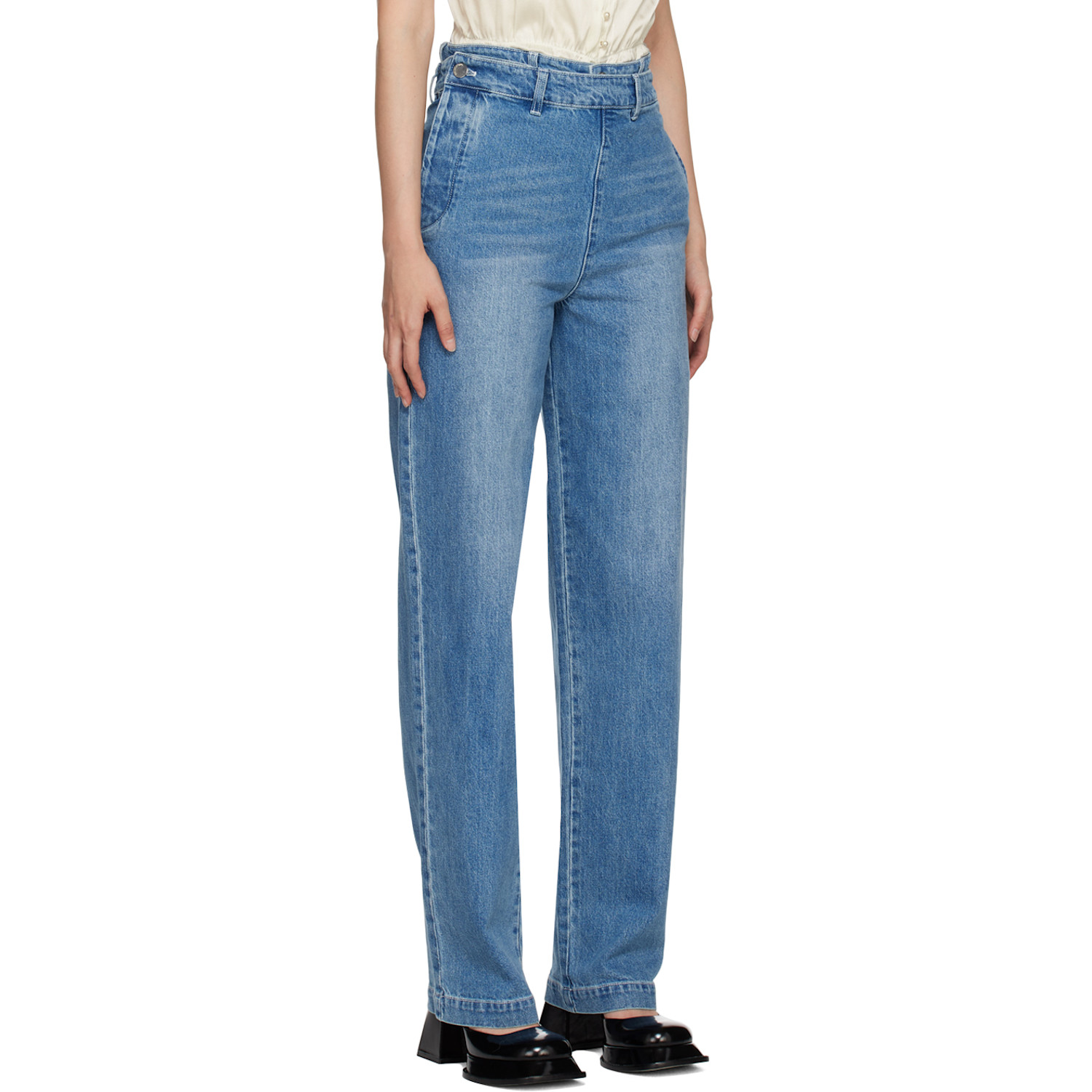  Shushu/tong Ssense Exclusive Blue Double Layer Jeans 