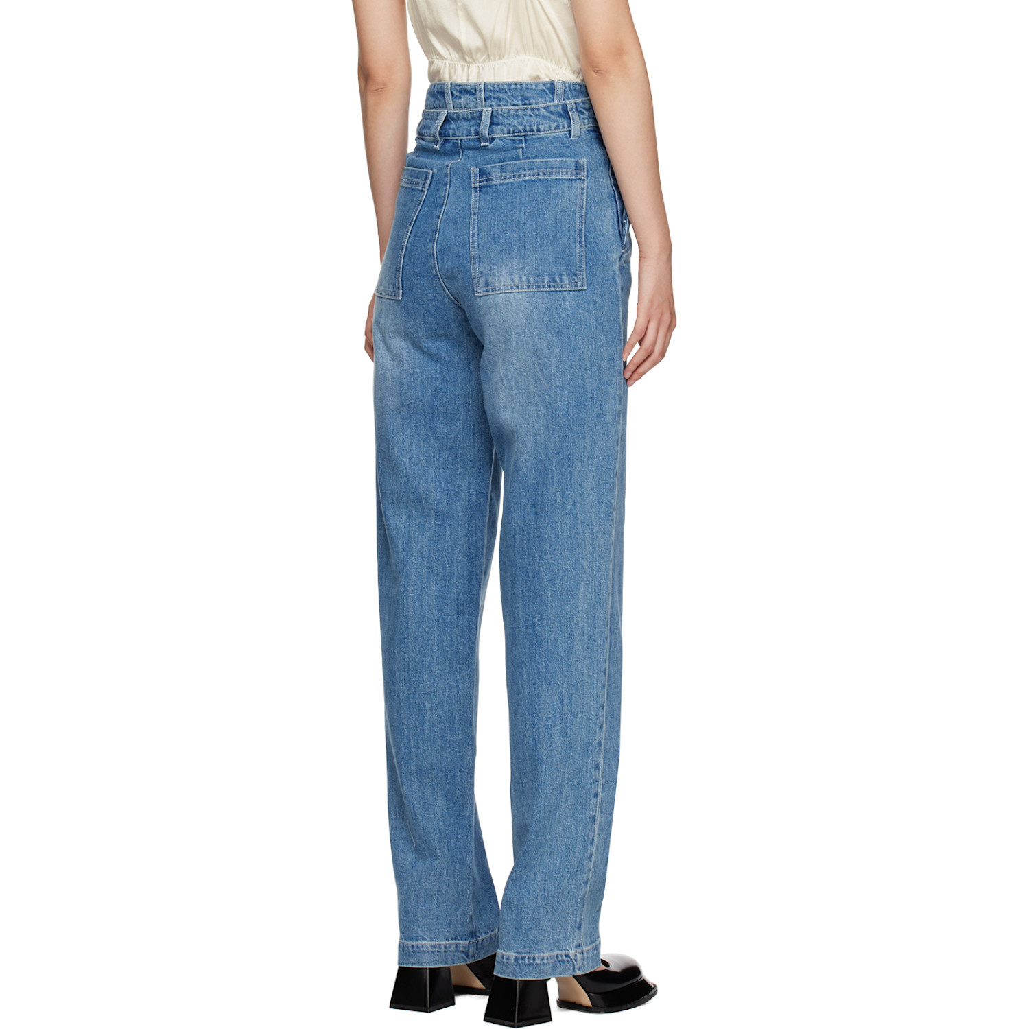  Shushu/tong Ssense Exclusive Blue Double Layer Jeans 