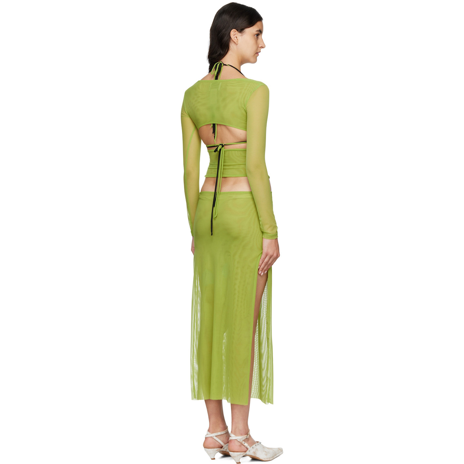  Kathryn Bowen Ssense Exclusive Green Cutout Maxi Dress 