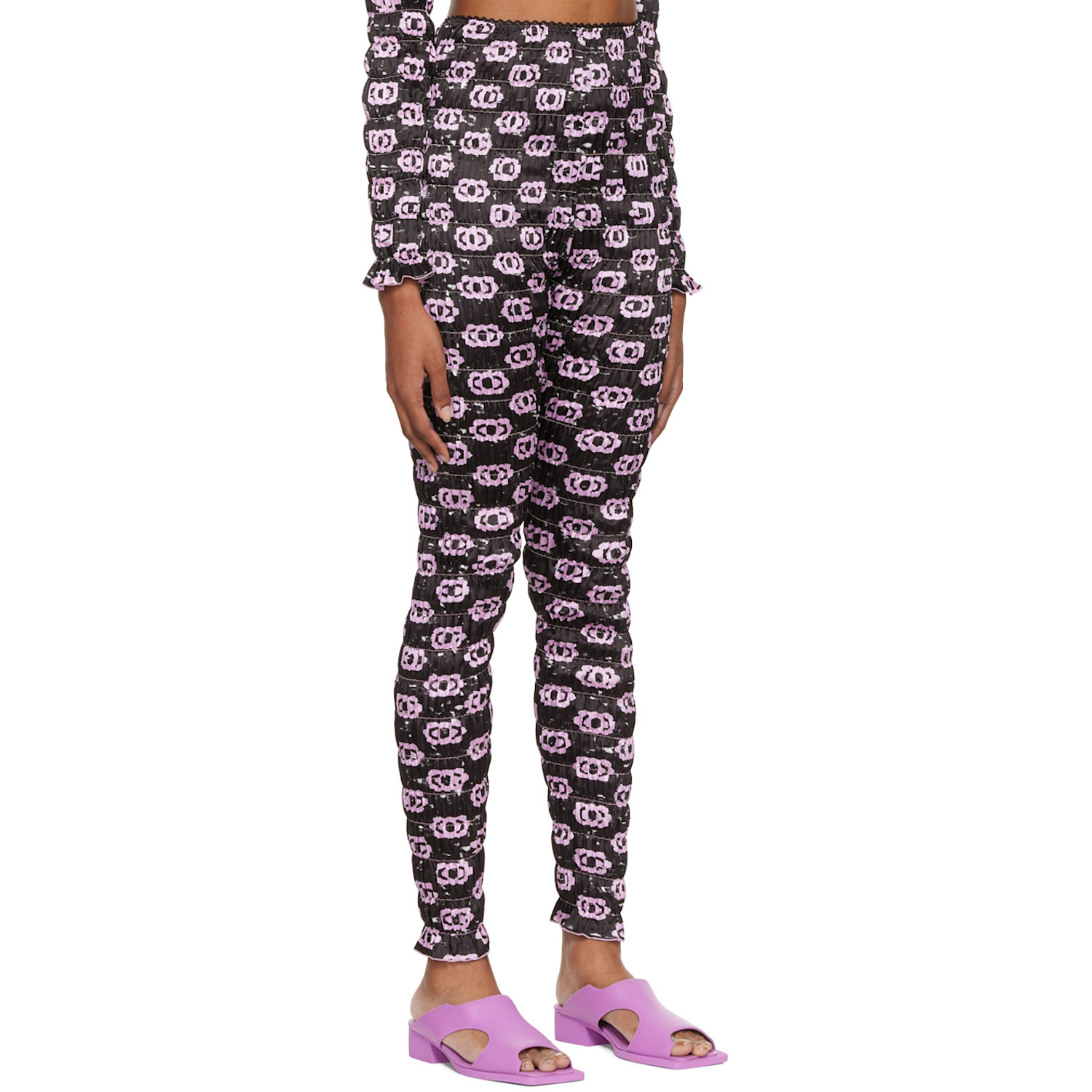  Amy Crookes Black Shirred Leggings 