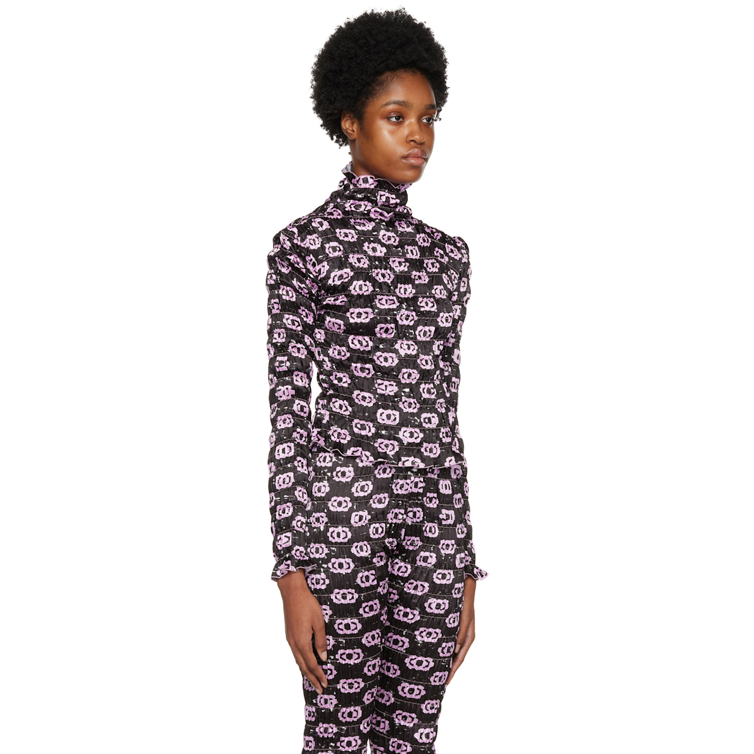 Amy Crookes Black Shirred Turtleneck 
