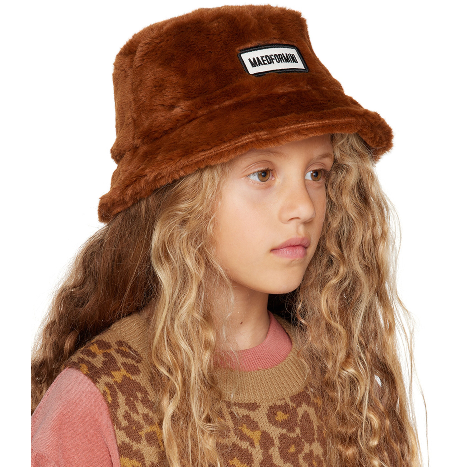  Maed For Mini Kids Brown Fuzzy Falcon Bucket Hat 