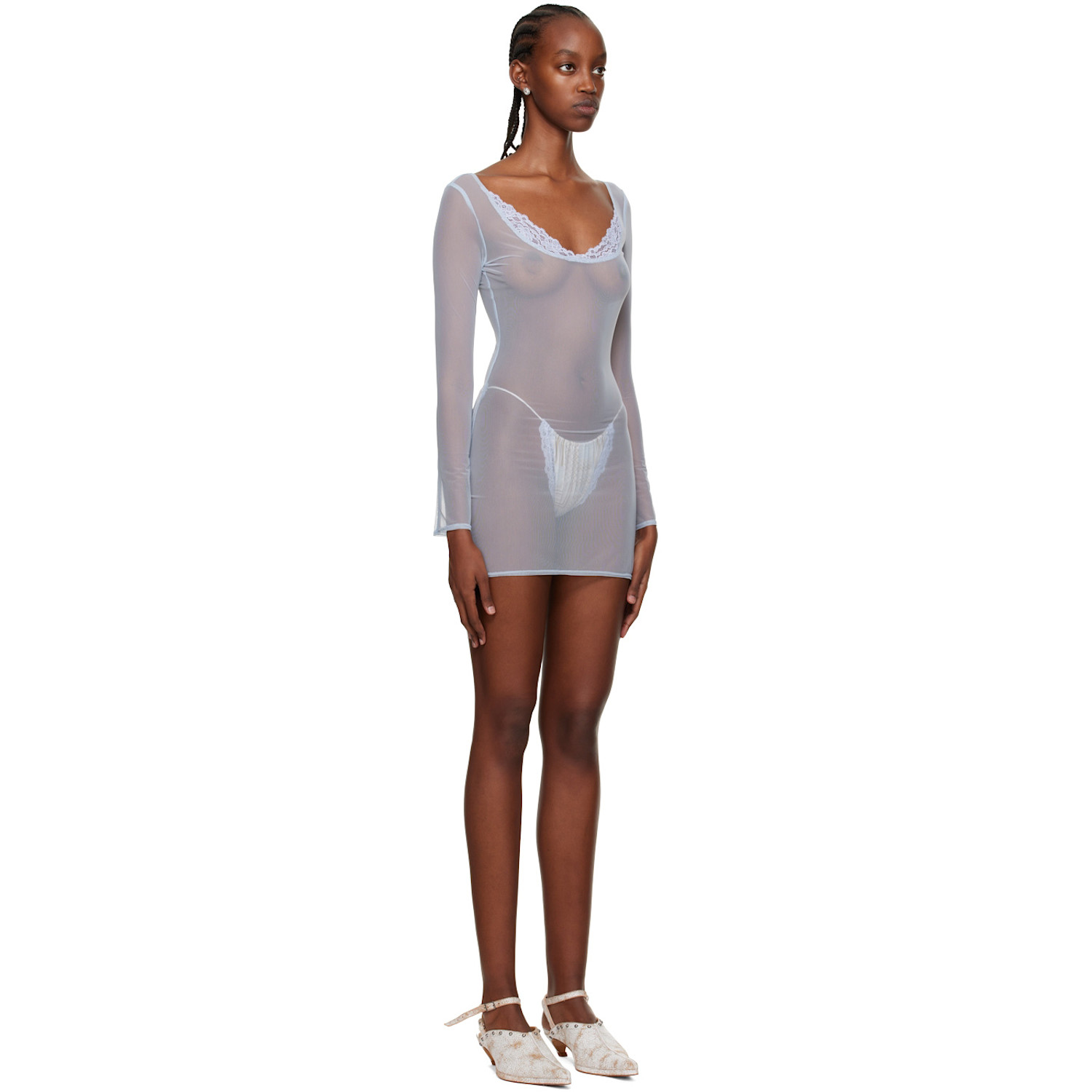  Vaillant Ssense Exclusive Blue Sheer Minidress 