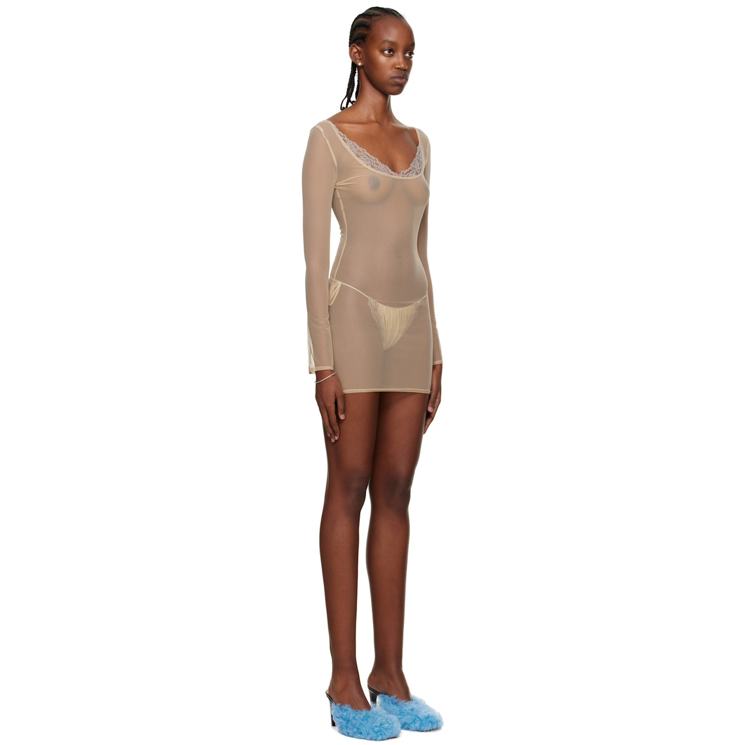 Vaillant Ssense Exclusive Tan Sheer Minidress 