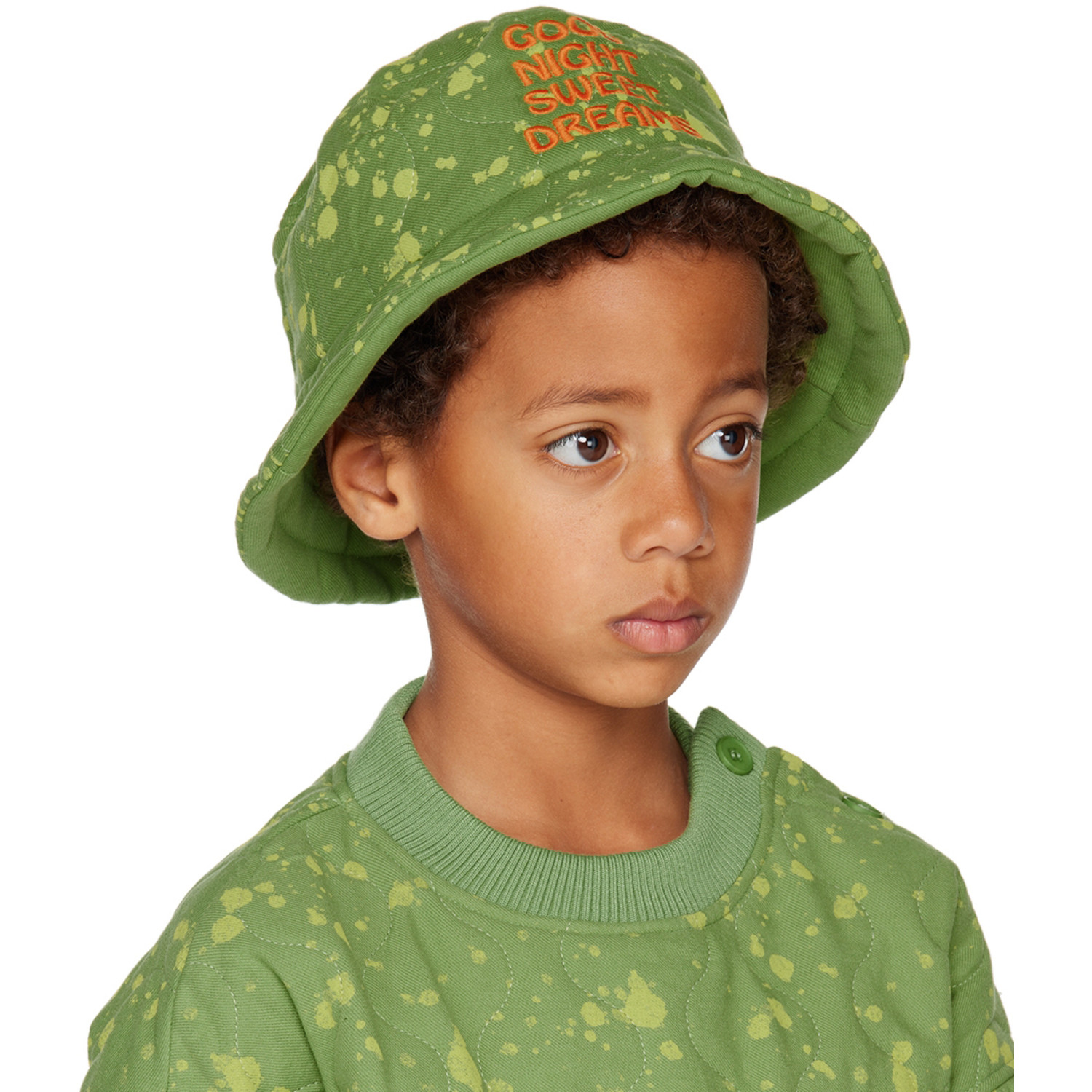  Jellymallow Ssense Exclusive Kids Green Ink Quilted Bucket Hat 