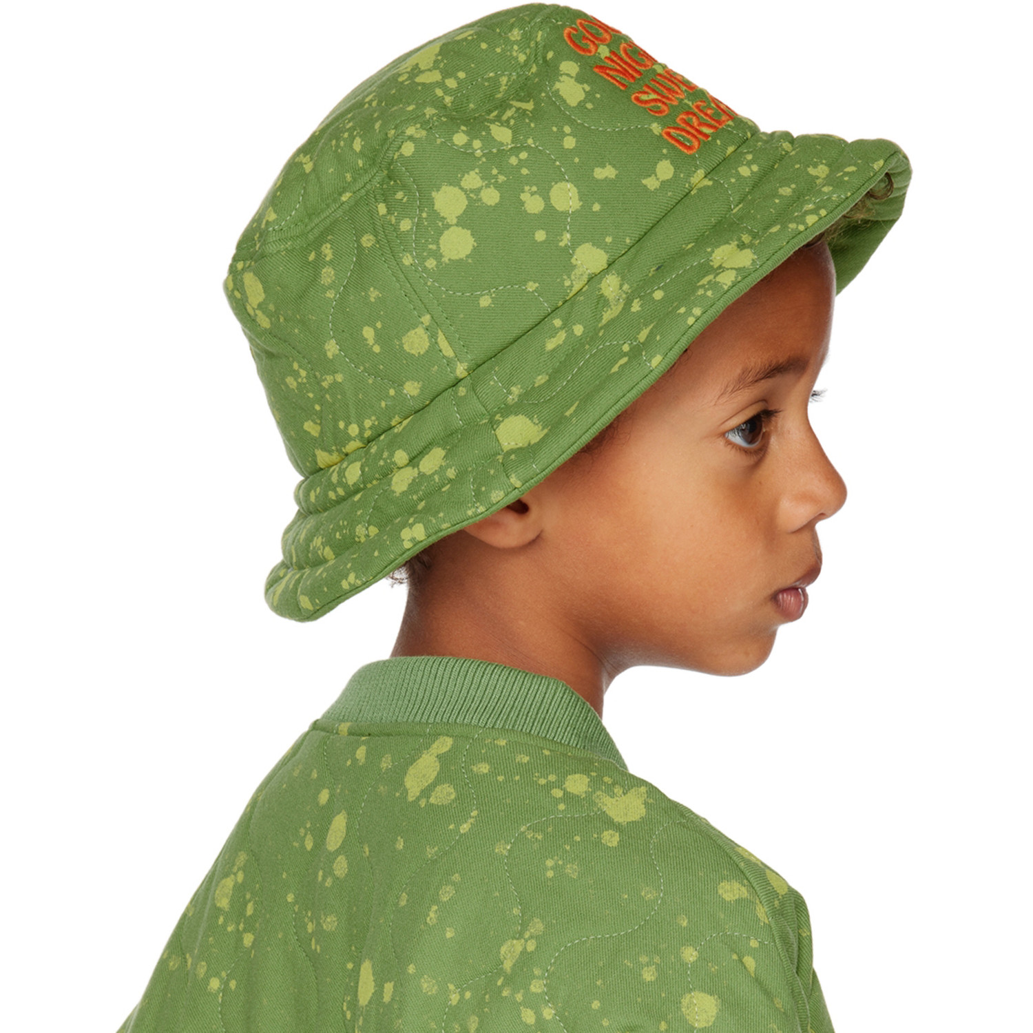  Jellymallow Ssense Exclusive Kids Green Ink Quilted Bucket Hat 