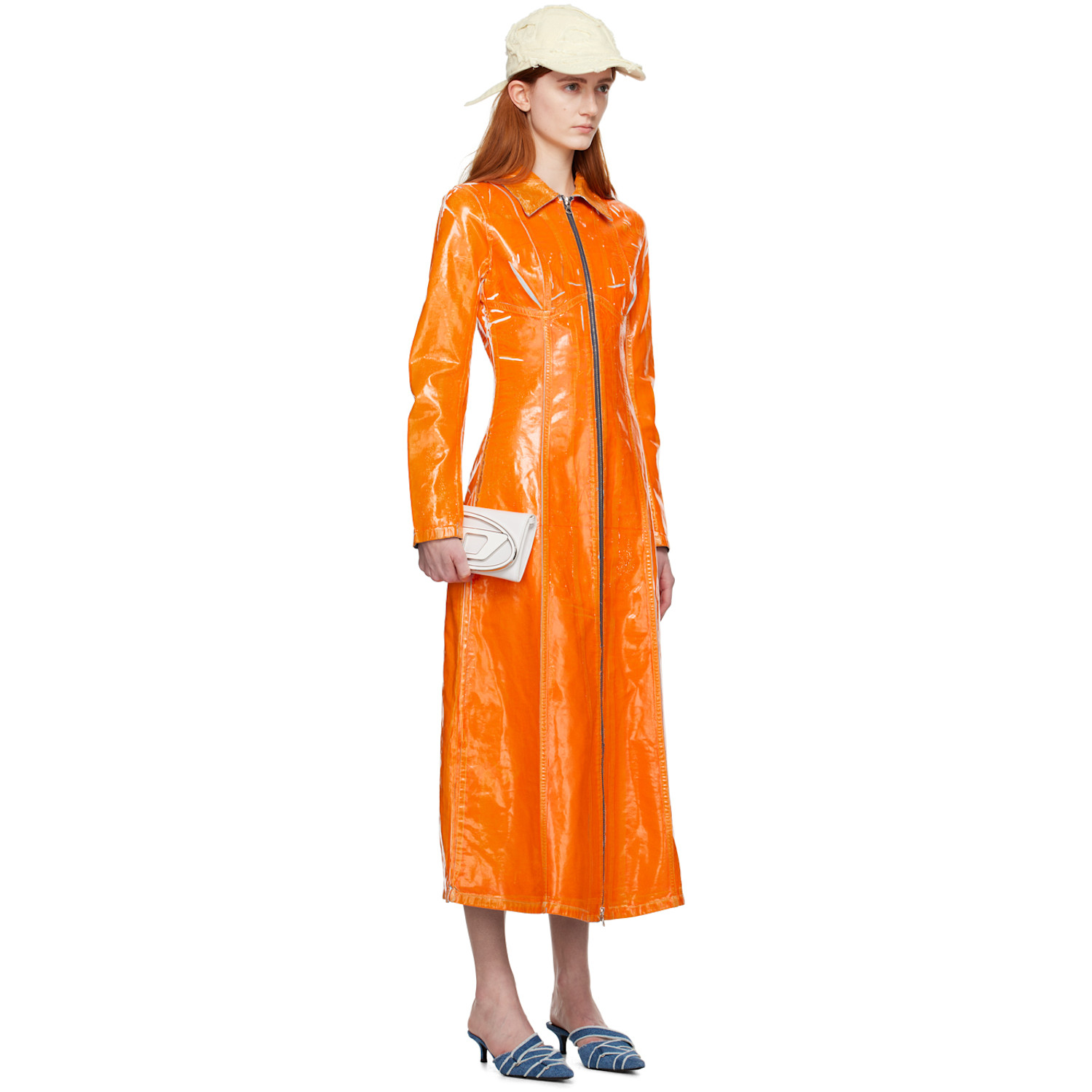  Diesel Orange De-luis-fsc Denim Maxi Dress 
