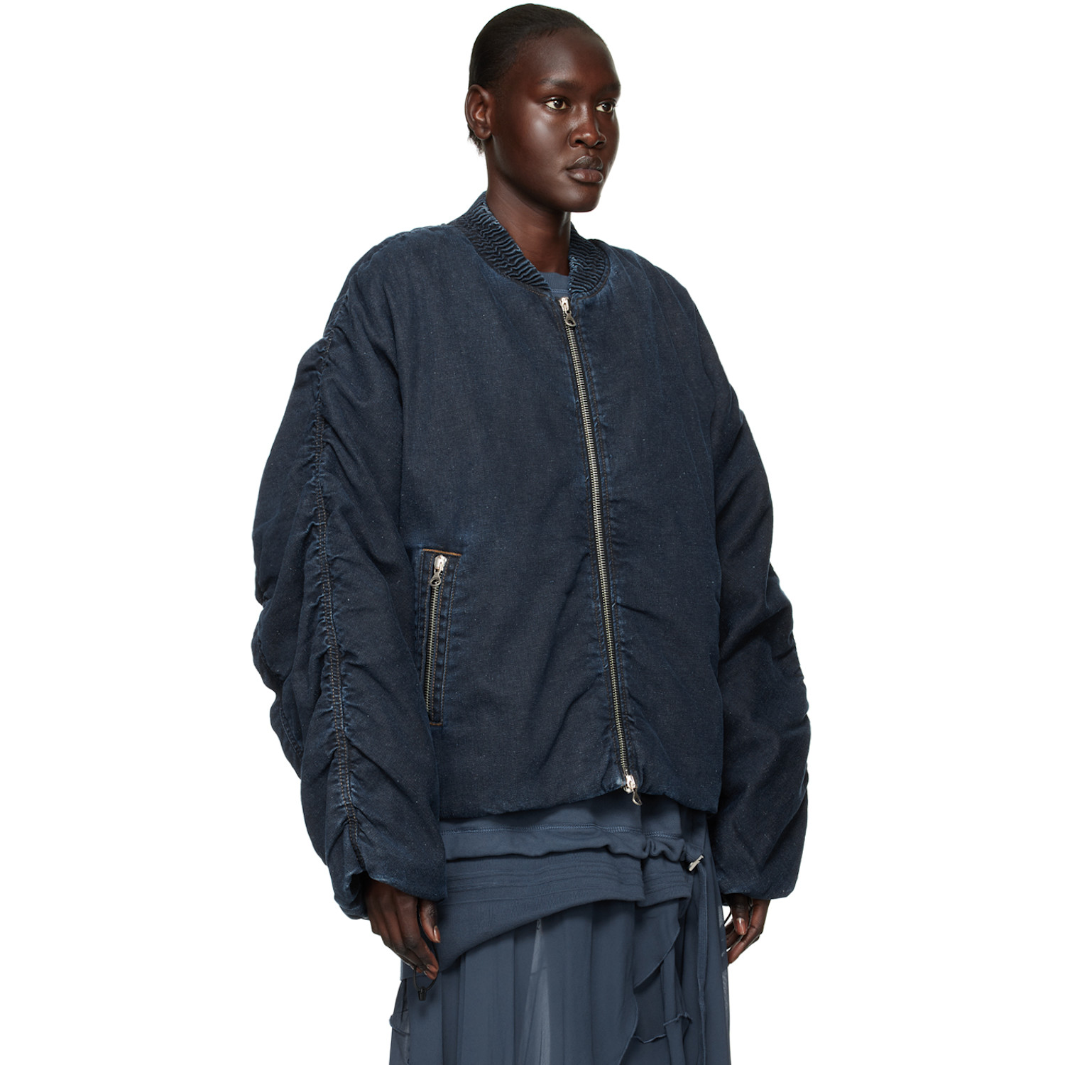  Diesel Navy D-bressy Denim Bomber Jacket 