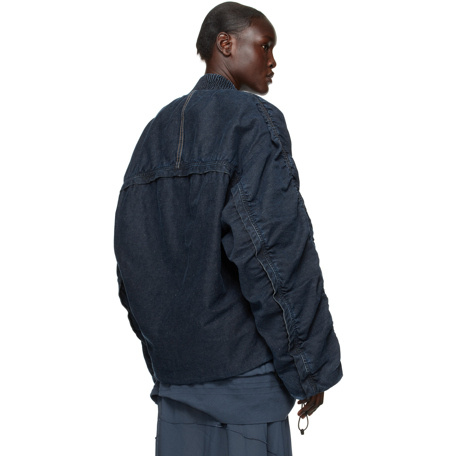  Diesel Navy D-bressy Denim Bomber Jacket 