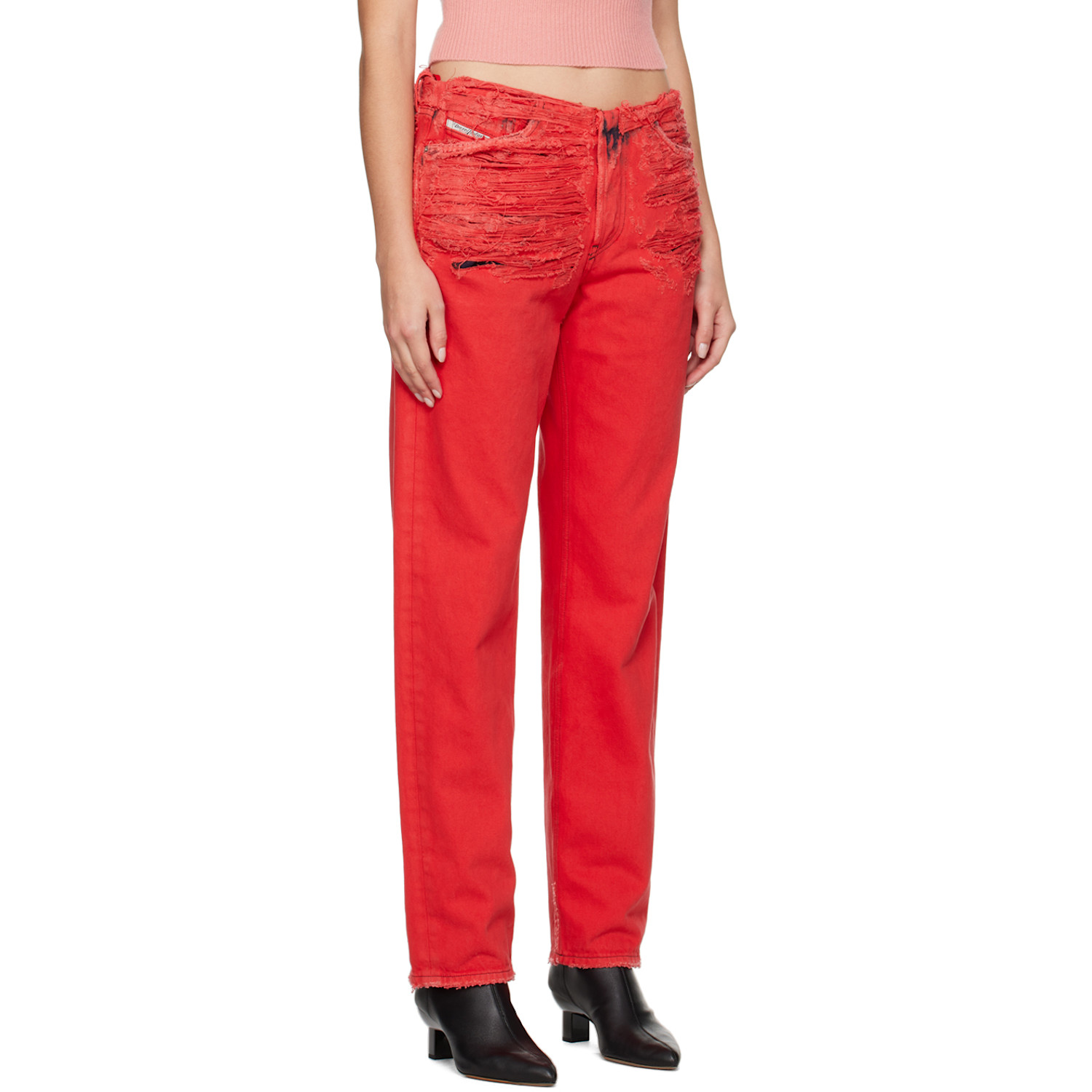  Diesel Red Destroyed Jeans 