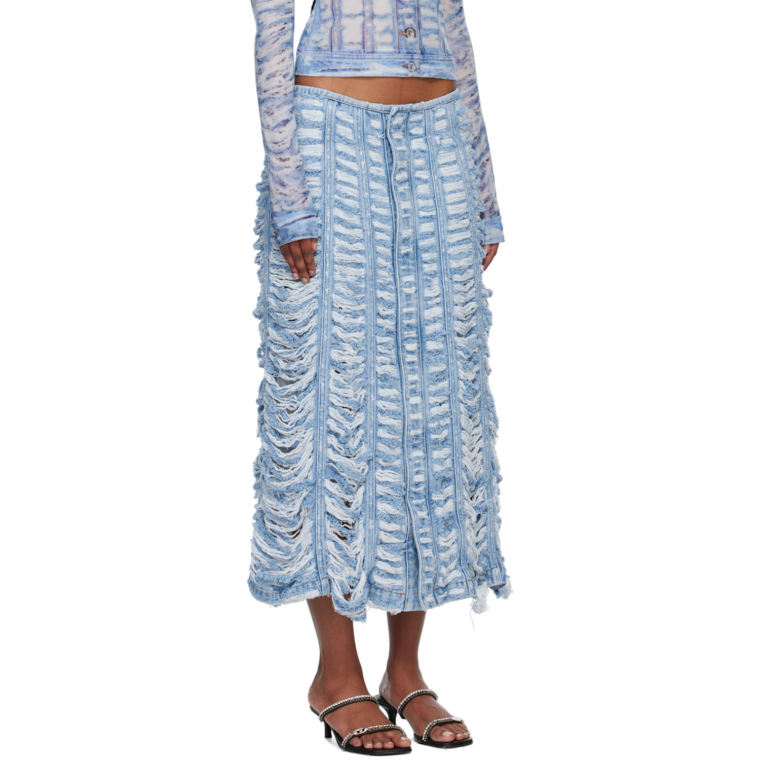  Diesel Blue De-ghil-fsc Denim Midi Skirt 