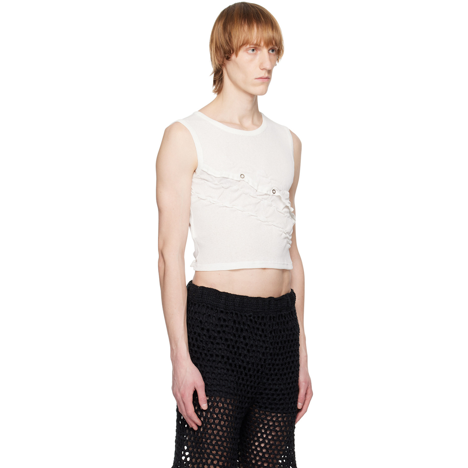  Ponder.er White Twisted Tank Top 