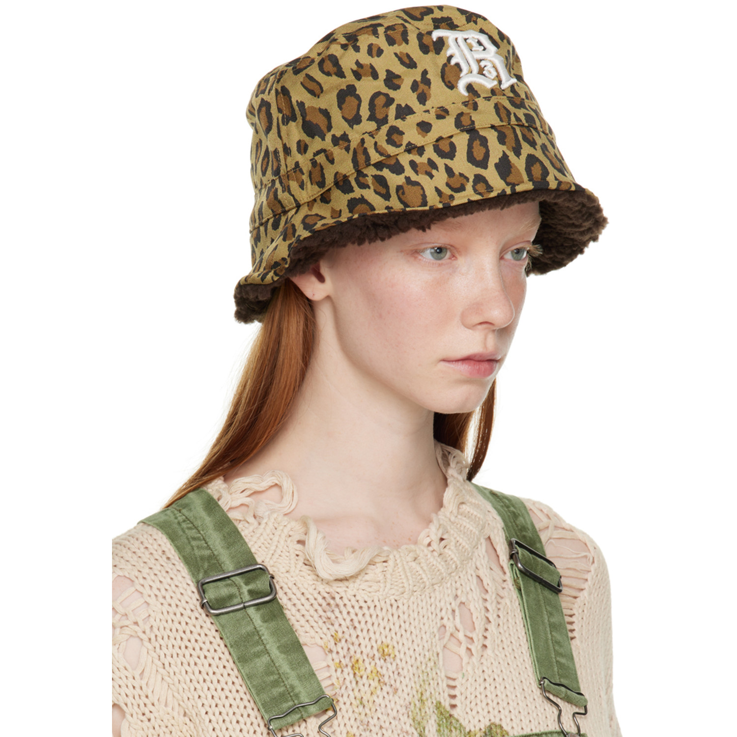  R13 Khaki Leopard Bucket Hat 