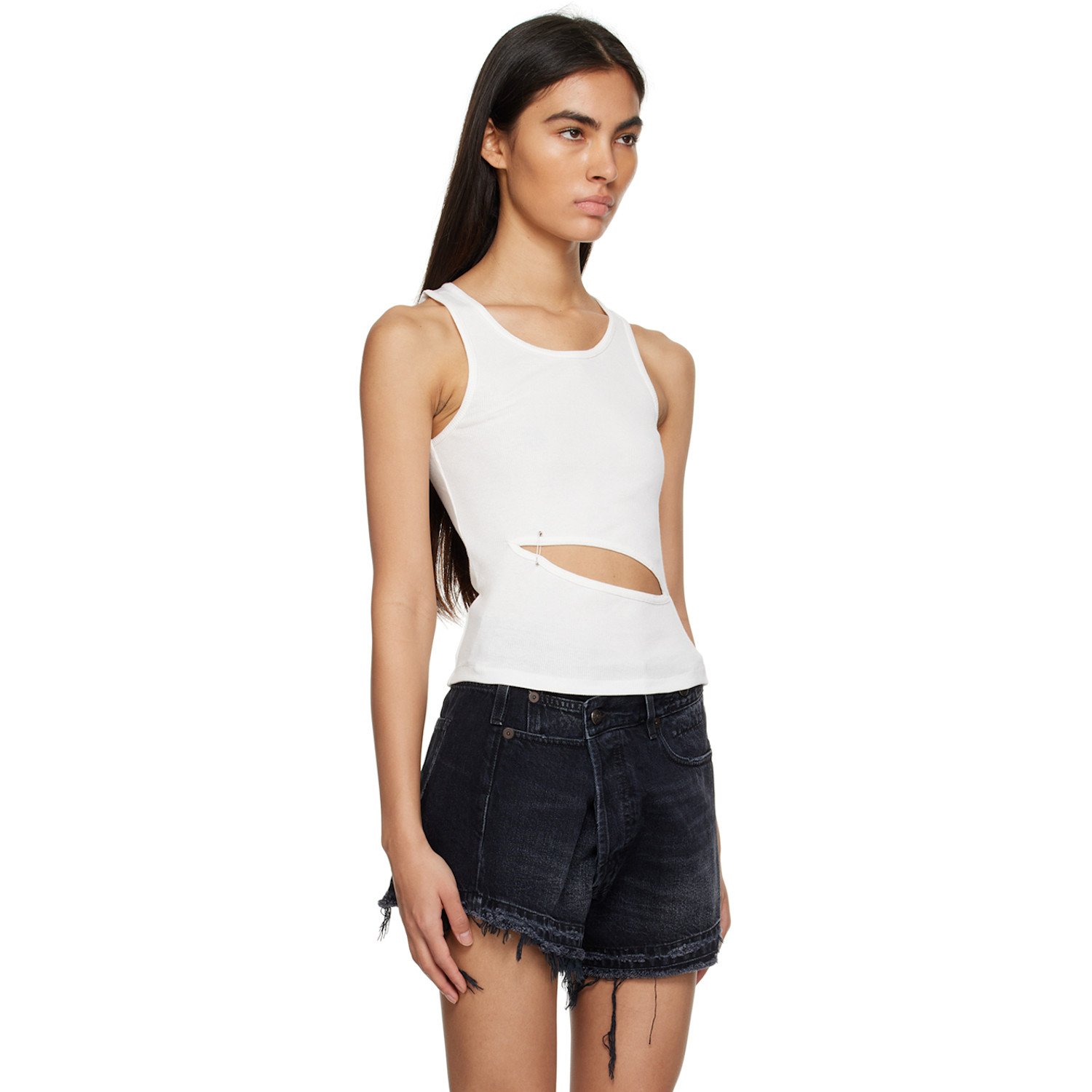  R13 White Front Slit Tank Top 