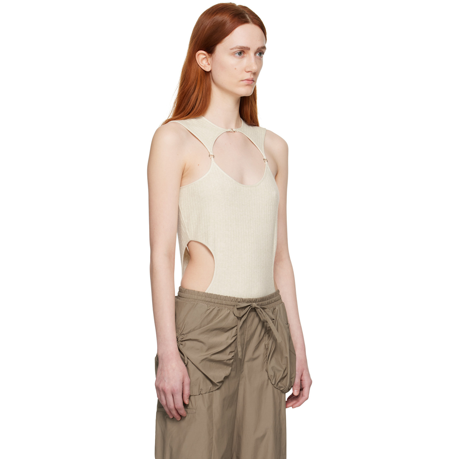  J.kim Off-white Lattice Tank Top 