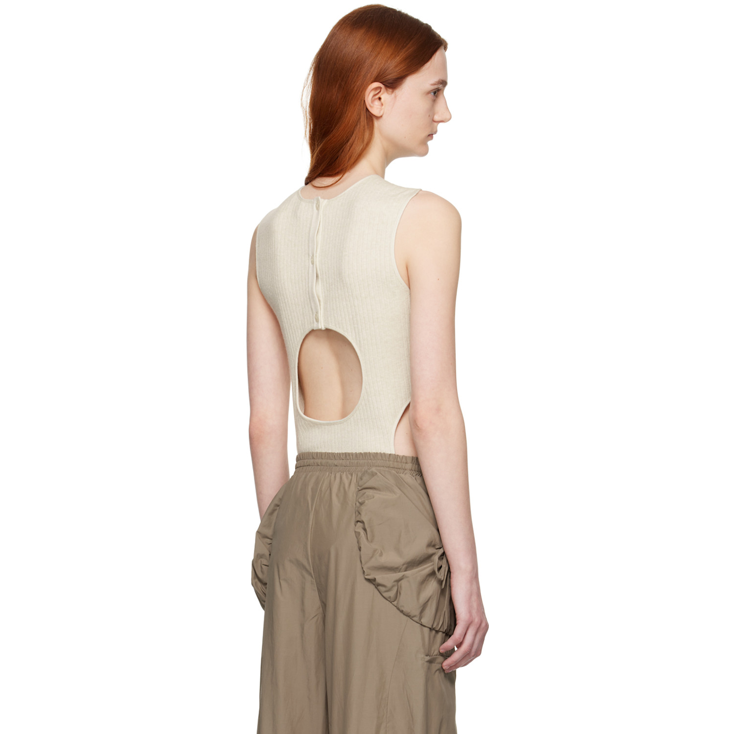  J.kim Off-white Lattice Tank Top 