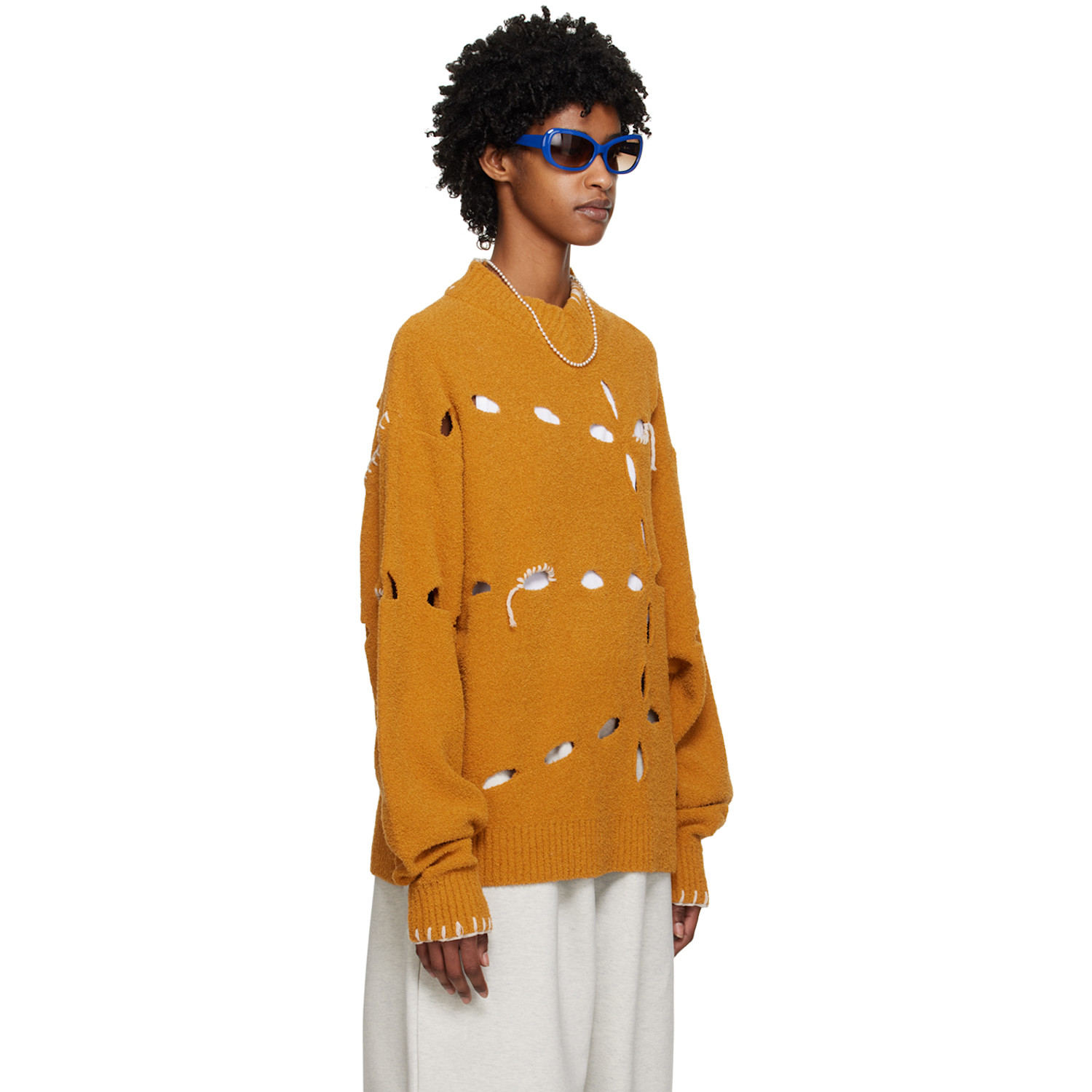  Ader Error Yellow Perforated Sweater 