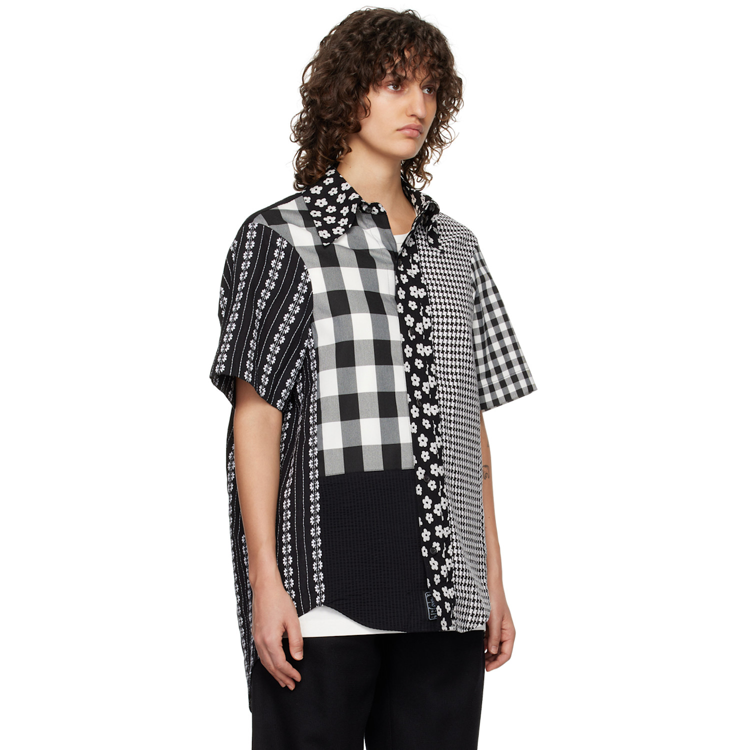  Ader Error Black & White Paneled Shirt 