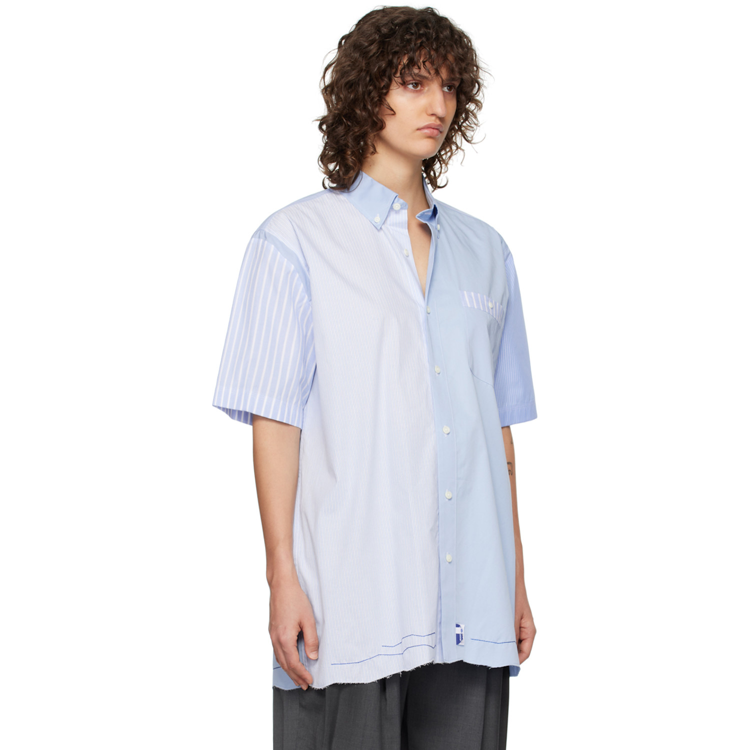  Ader Error Blue Paneled Shirt 