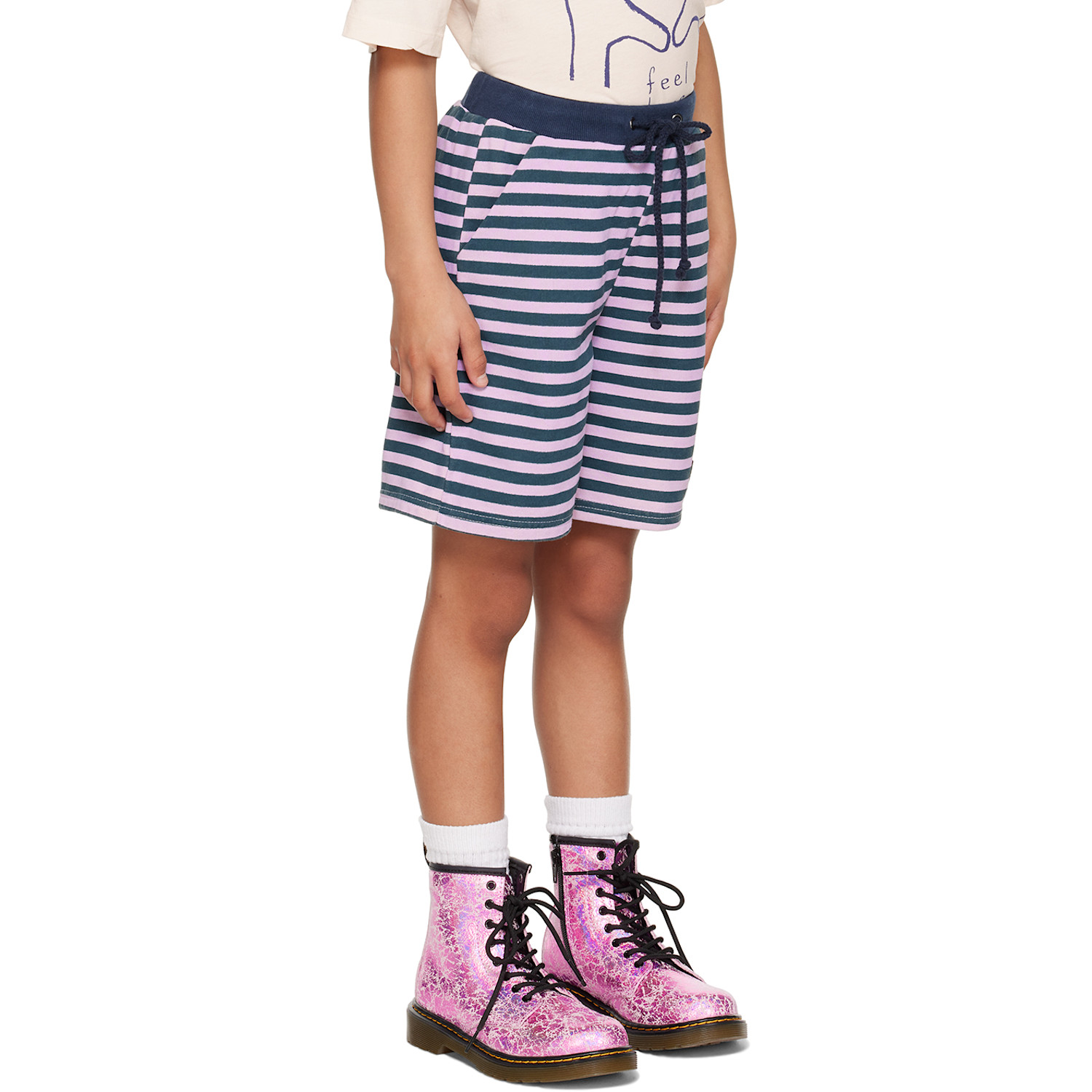  Wander & Wonder Kids Purple & Green Striped Shorts 