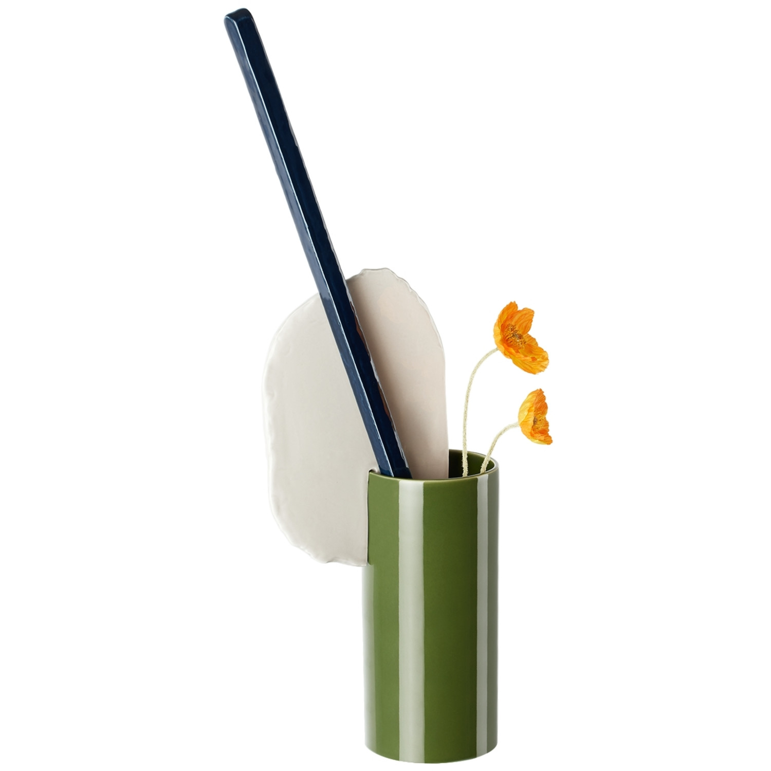  Vitra Green & Off-white 'découpage' Vase 