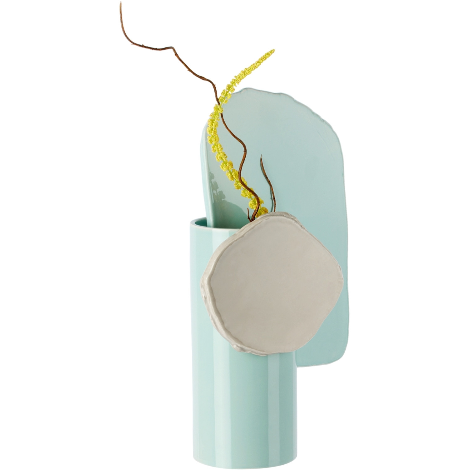  Vitra Blue & Off-white 'découpage' Vase 