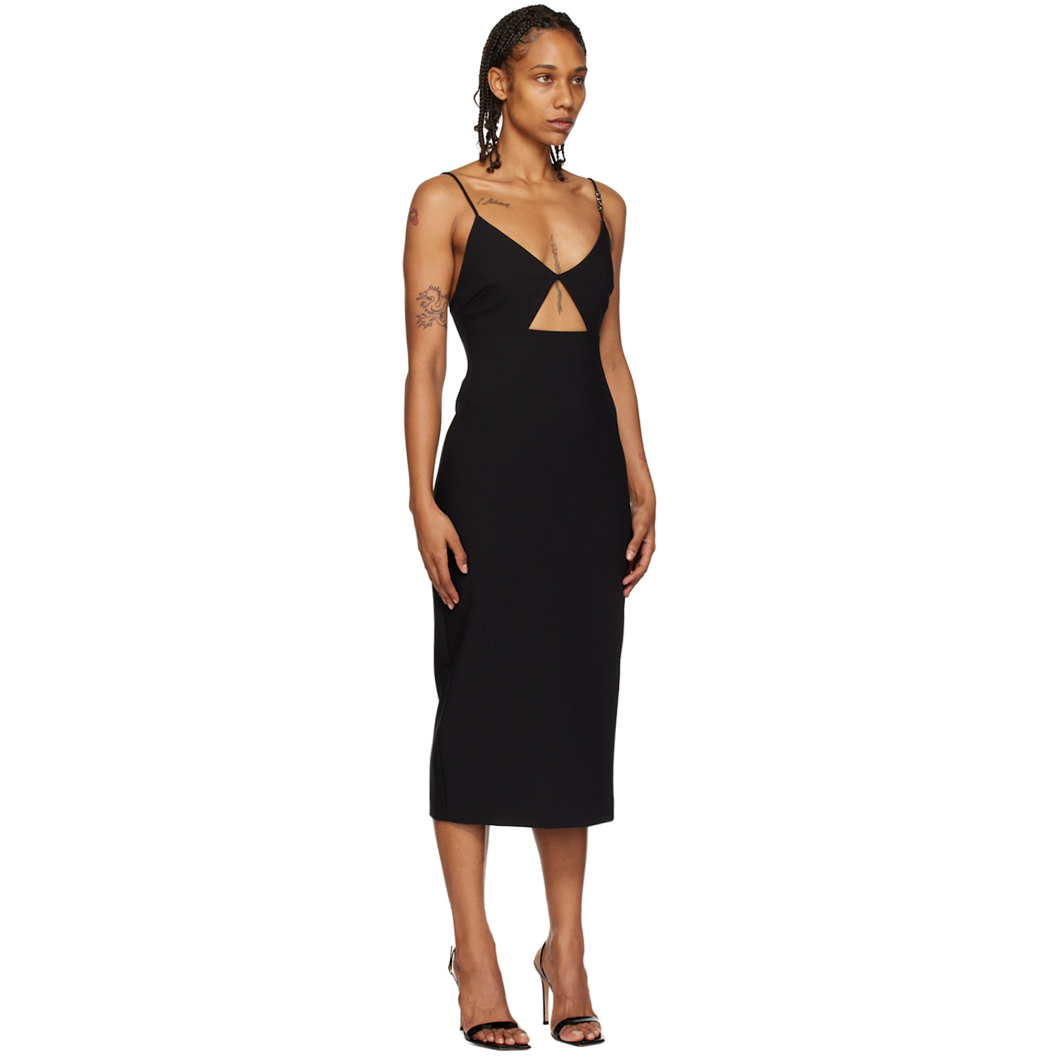  Hugo Black Cutout Midi Dress 
