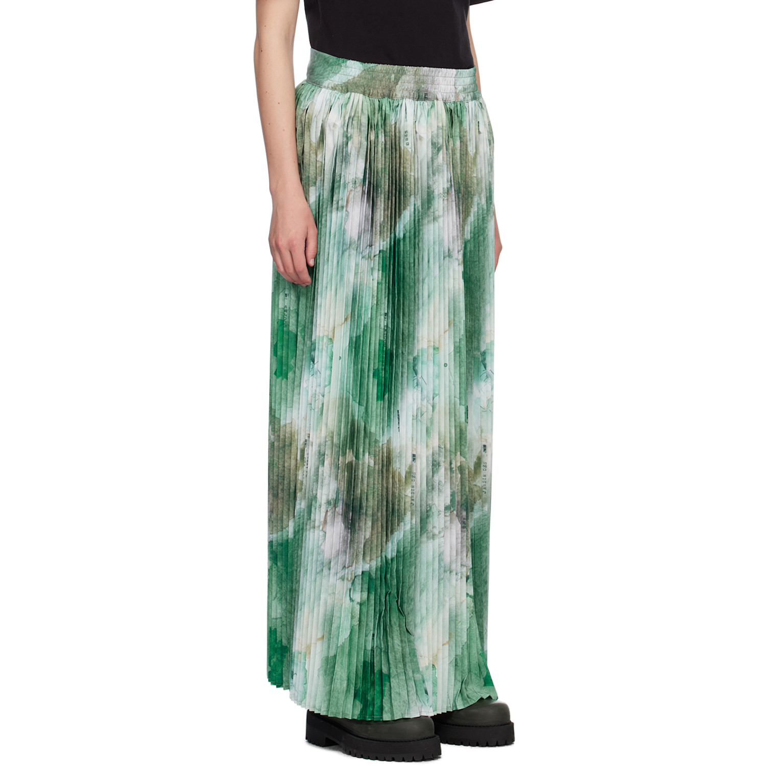  Reese Cooper Green Pleated Maxi Skirt 