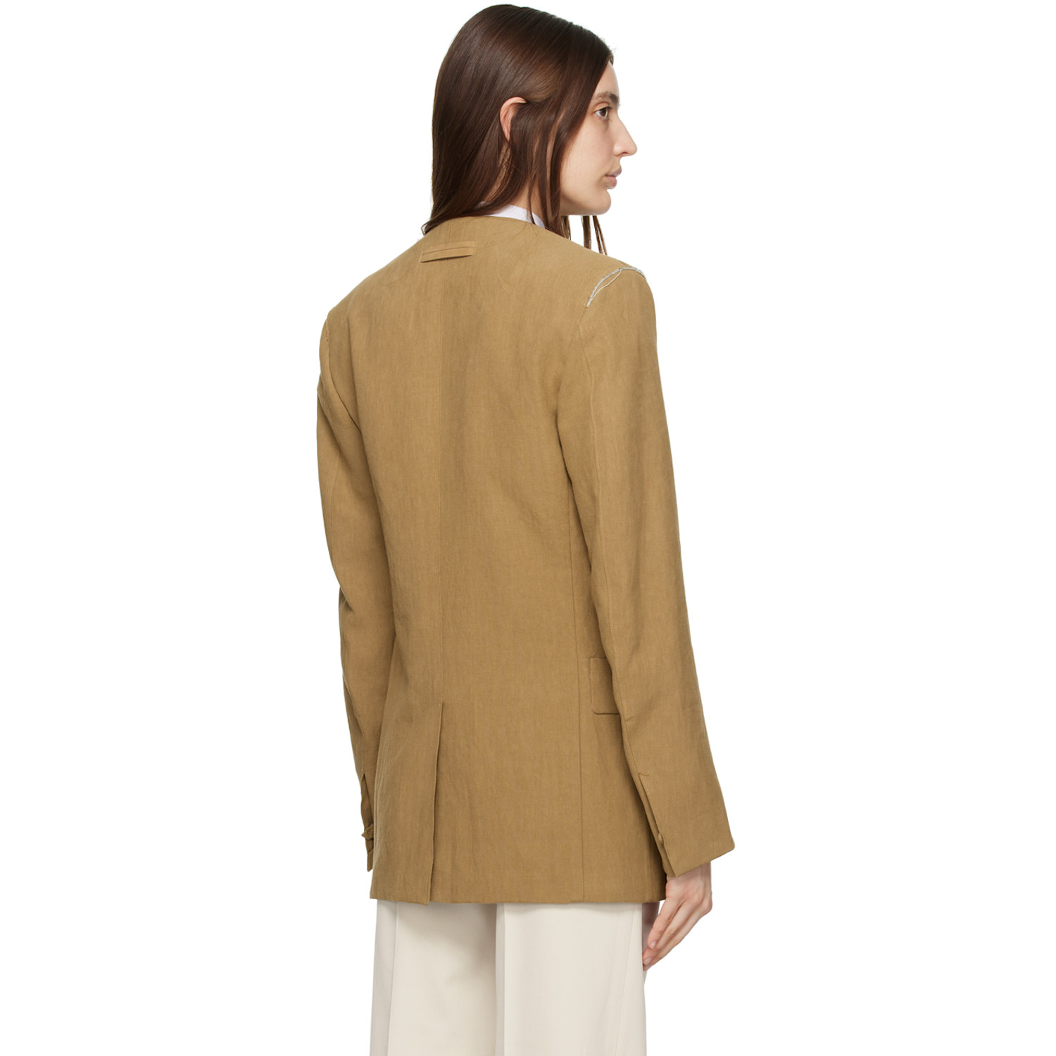 Zegna Tan Raw Edge Blazer 