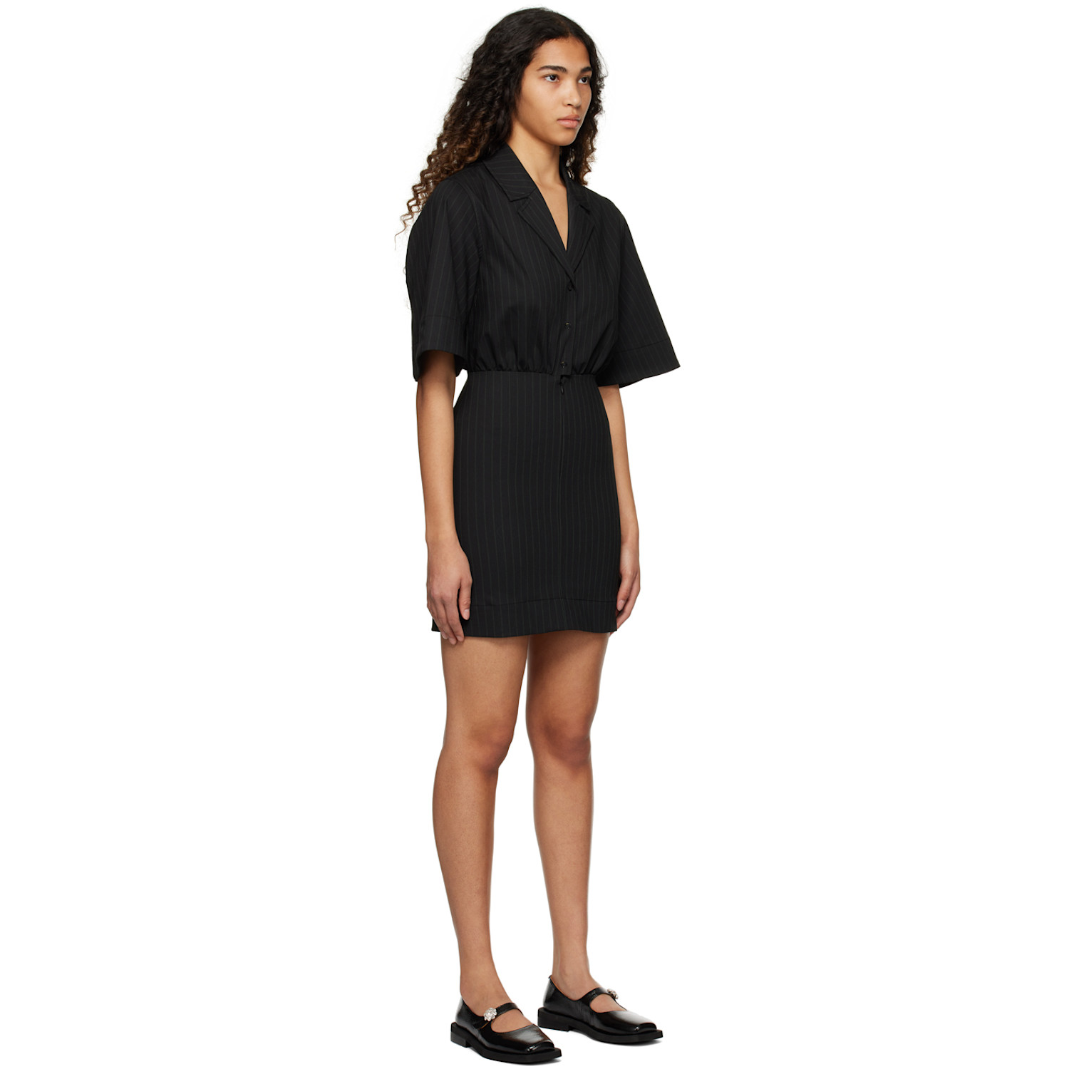  Ganni Black Stripe Minidress 