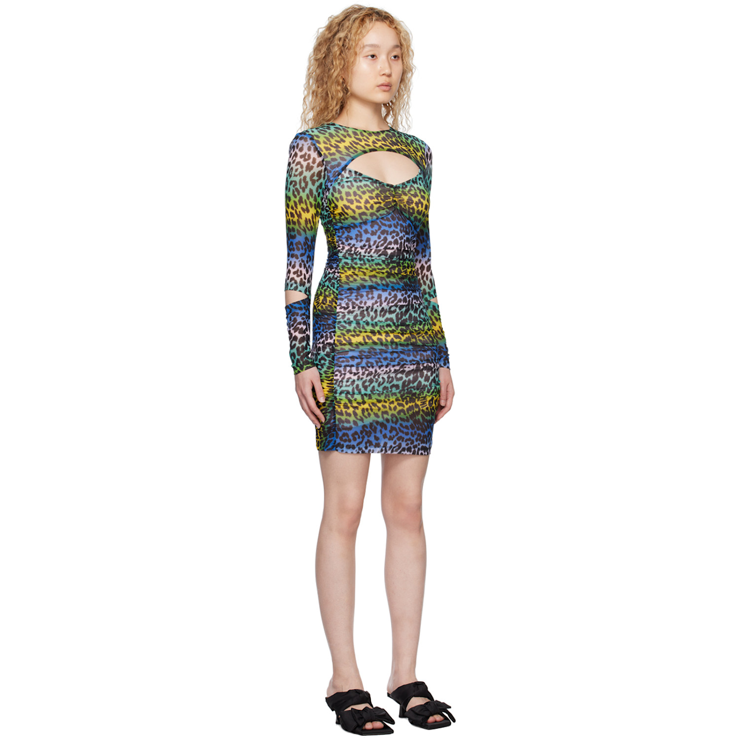 Ganni Multicolor Leopard Minidress 