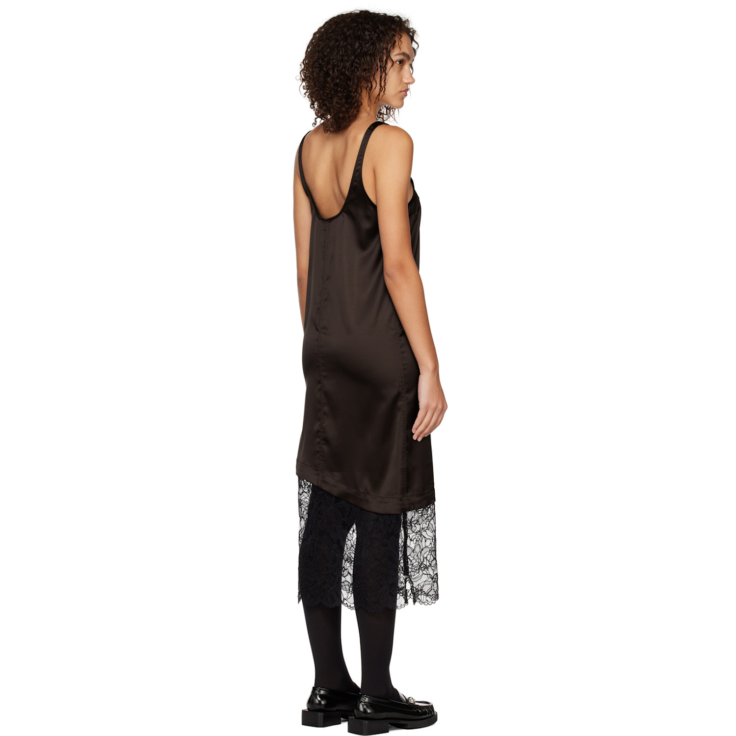  Ganni Brown Paneled Midi Dress 