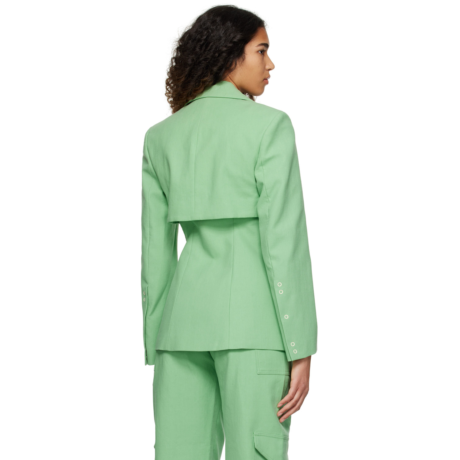  Ganni Green Storm Flap Blazer 