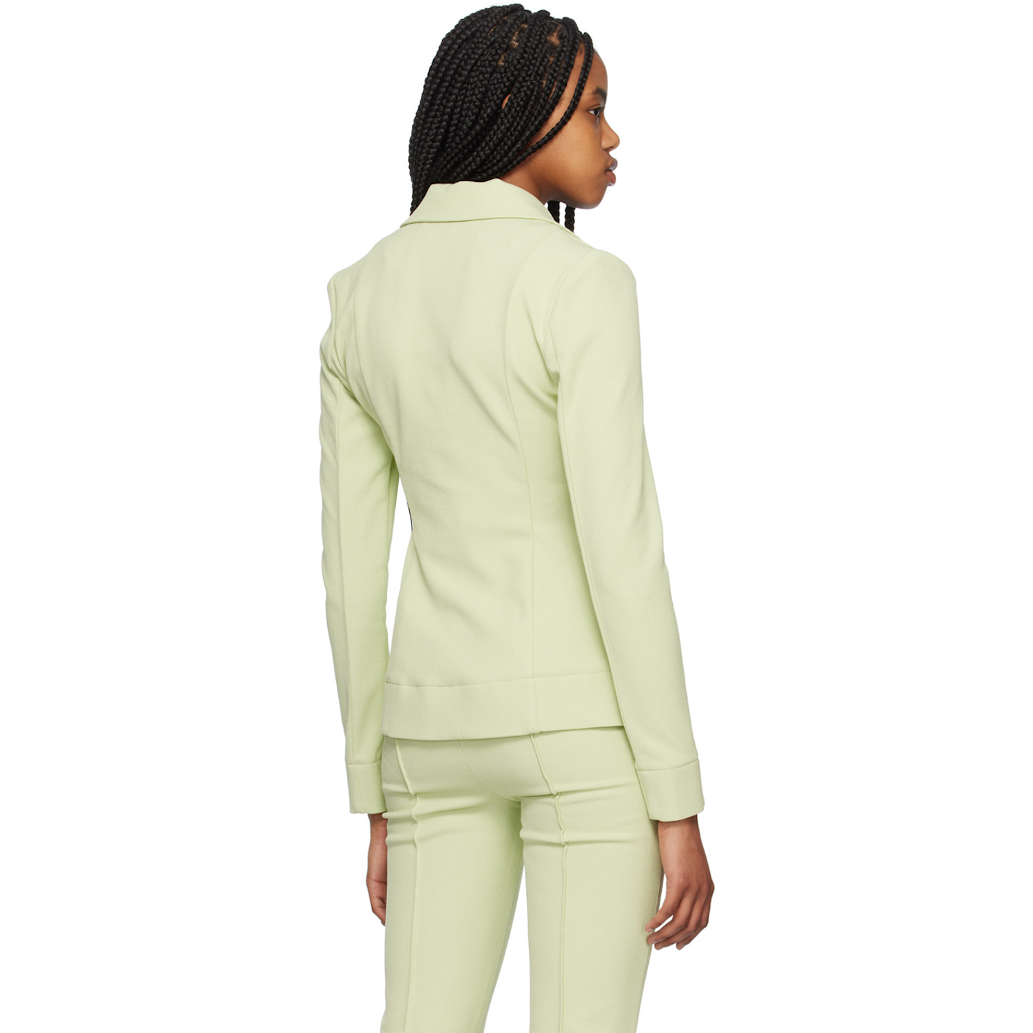  Ganni Green Notched Lapel Blazer 
