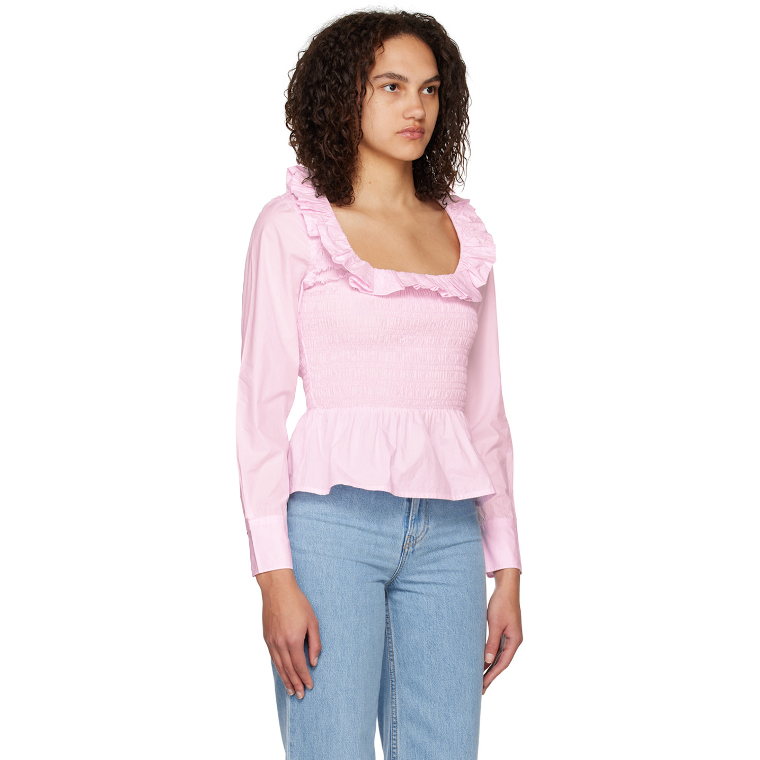  Ganni Pink Smock Blouse 
