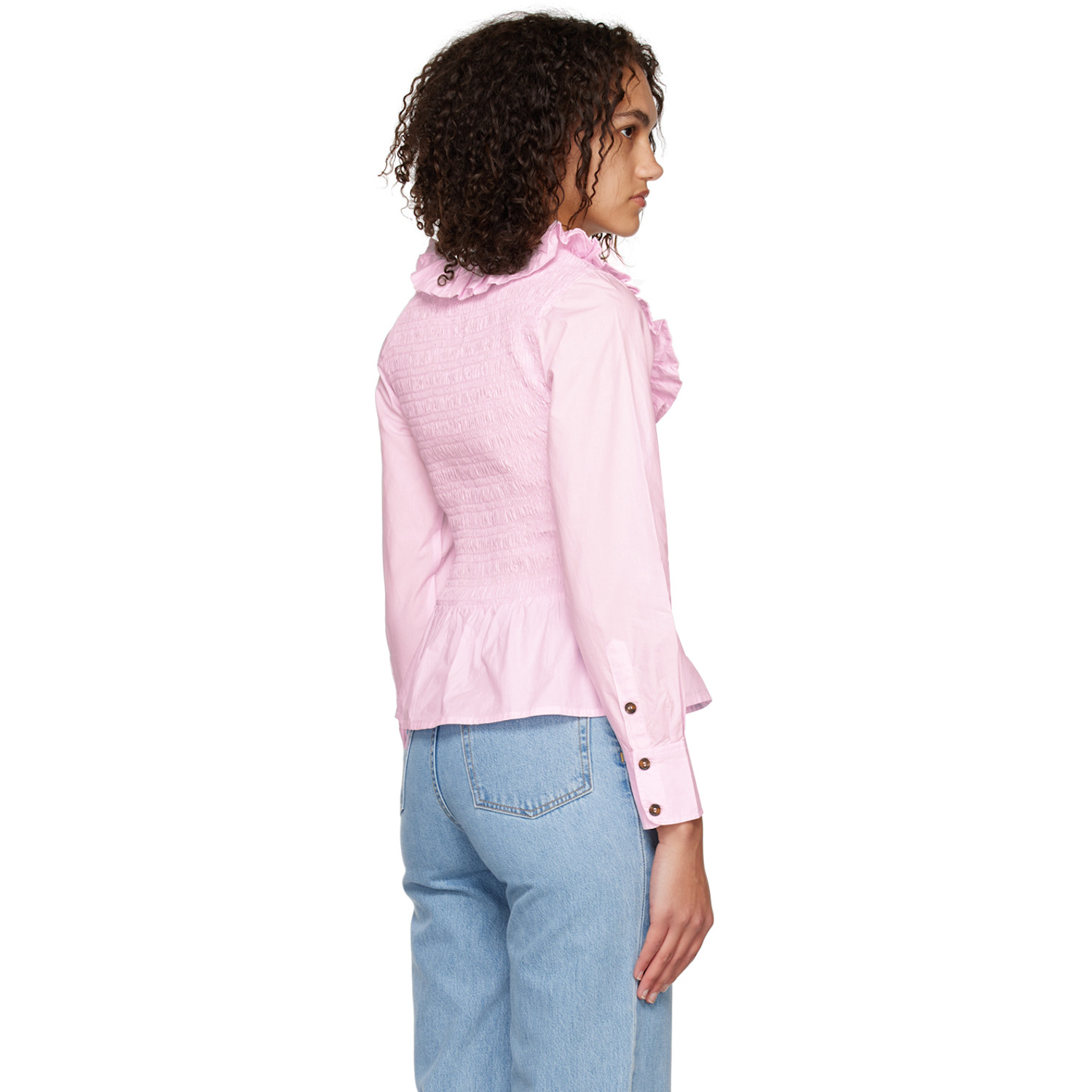 Ganni Pink Smock Blouse 