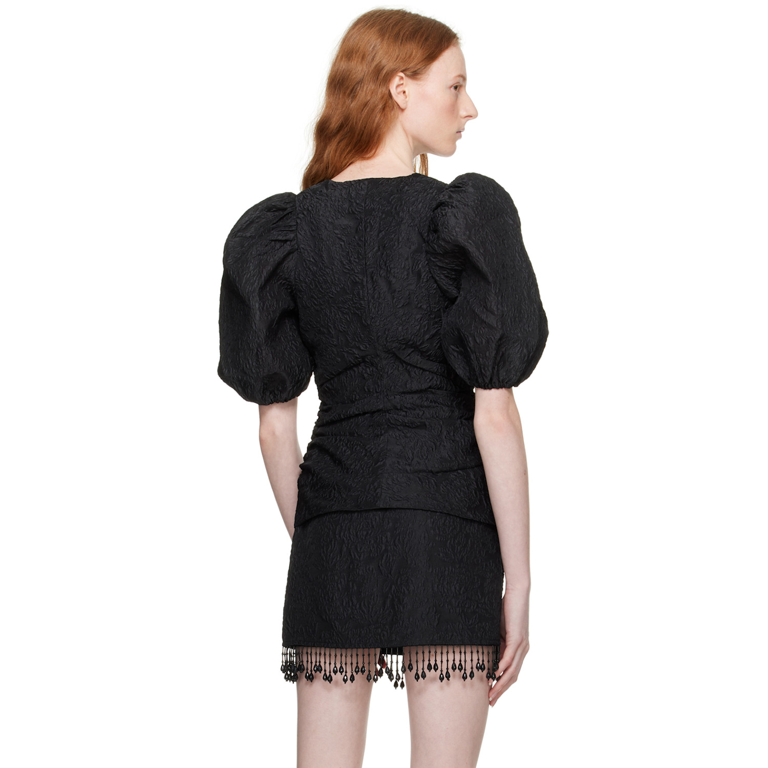  Ganni Black Floral Blouse 