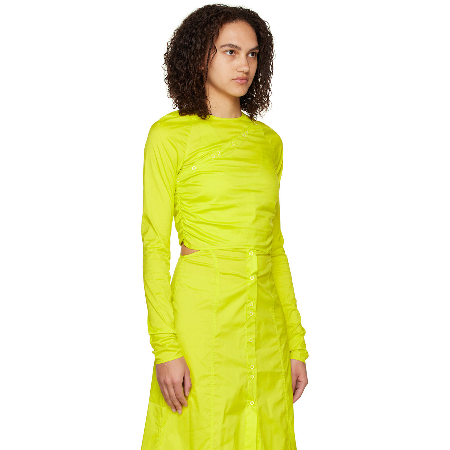  Ganni Yellow Press-stud Blouse 