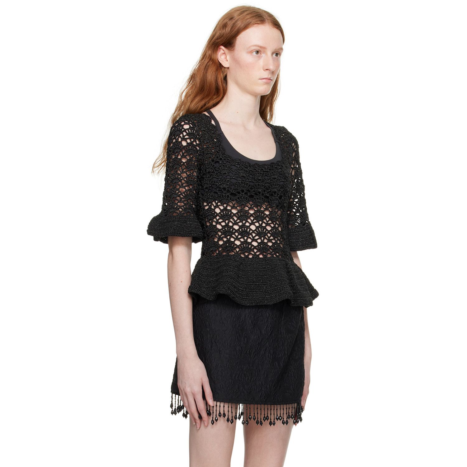  Ganni Black Metallic Blouse 